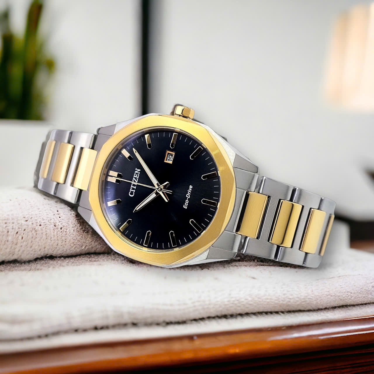 Ảnh 4 của (ĐỒNG HỒ NAM) Citizen Eco-Drive Black Dial Two-Tone Men Watch BM7604-80E ( BM760480E )