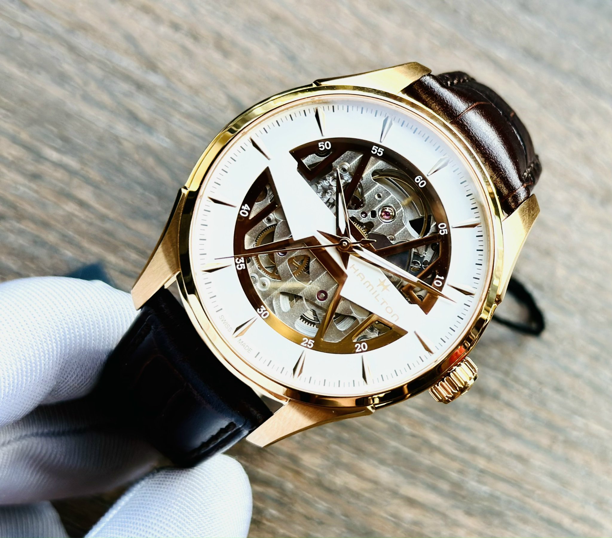 (ĐỒNG HỒ NAM) (NEW) HAMILTON JAZZMASTER SKELETON SPIKY-H H42505510 AUTOMATIC