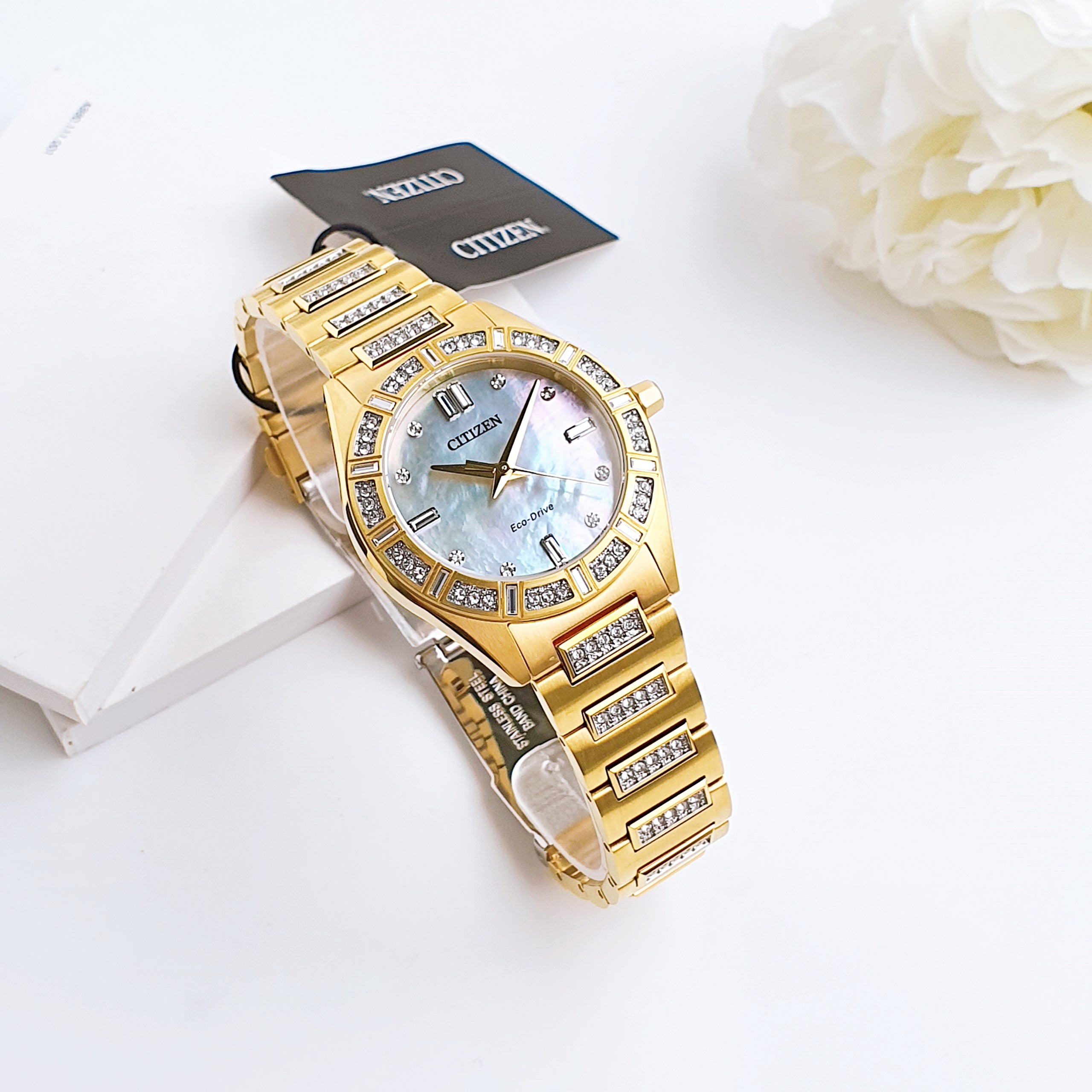 (ĐỒNG HỒ NỮ) Citizen EM1022-51D Silhouette Crystal Beige Dial EM102251D