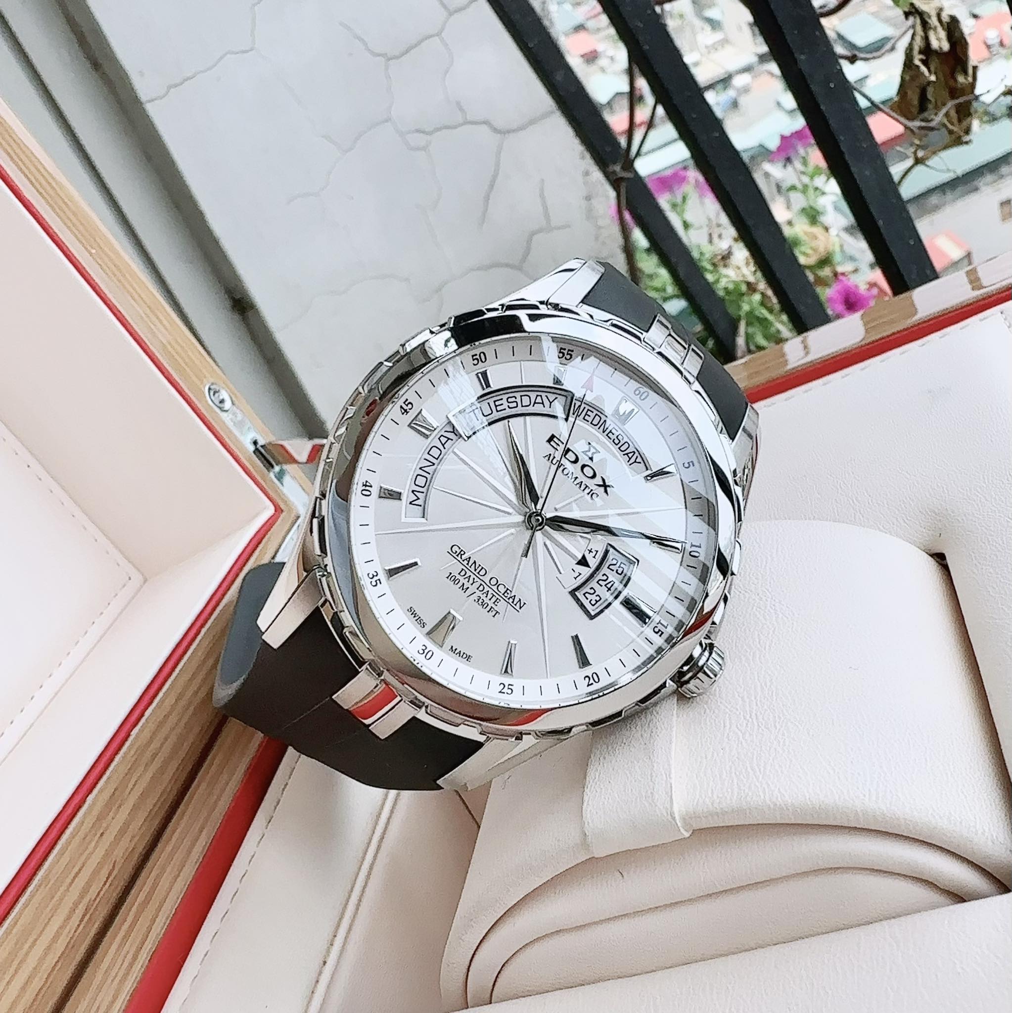 Ảnh 3 của (ĐỒNG HỒ NAM) (NEW) EDOX 83006-3CA-AIN(83006 3CA) AIN Grand Ocean Automatic Silver Dial Men's Watch,45MM