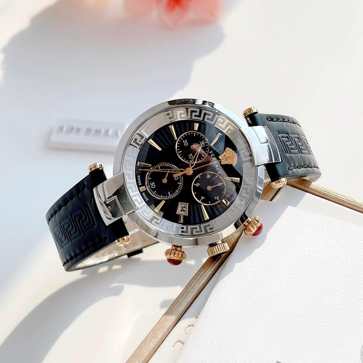 Ảnh 3 của (ĐỒNG HỒ NỮ) Versace Revive Chronograph Black Dial Black Leather VE2M00121 41mm