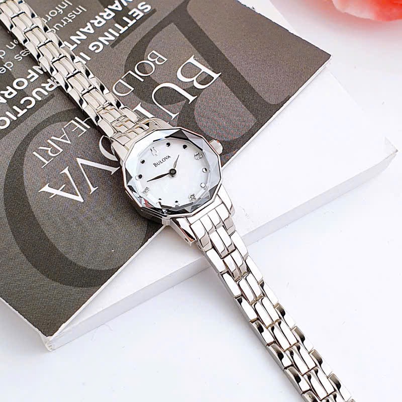 Ảnh 4 của ( ĐỒNG HỒ NỮ) BULOVA Mother of Pearl Diamond Dial Stainless Steel Ladies Watch 96P129