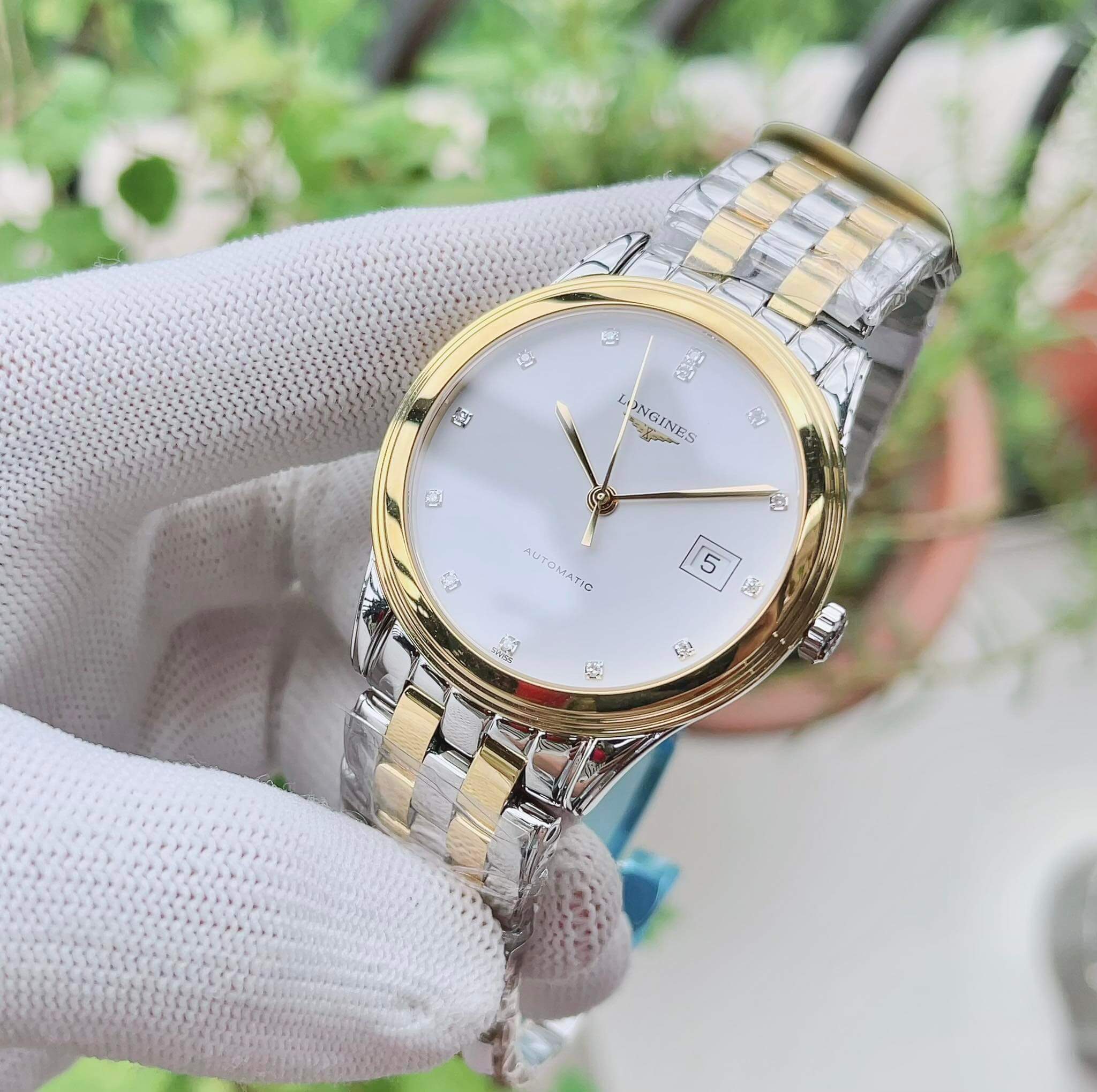 Ảnh 2 của (ĐỒNG HỒ NAM) (New)  Longines L4.974.3.27.7 Flagship Date Diamond Demi L49743277 38.5mm