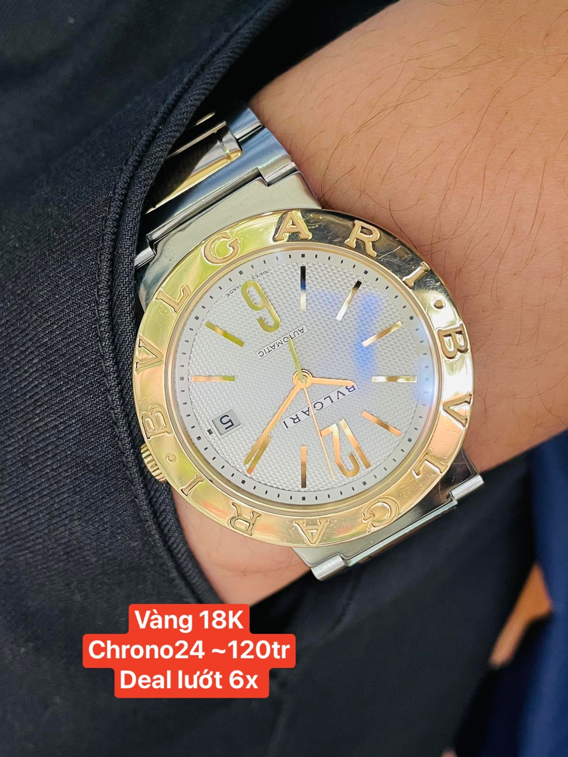 [Deal Lướt] Bvlgari Diagono BB 38 SG Auto - Demi Vàng đúc 18k Sang Trọng