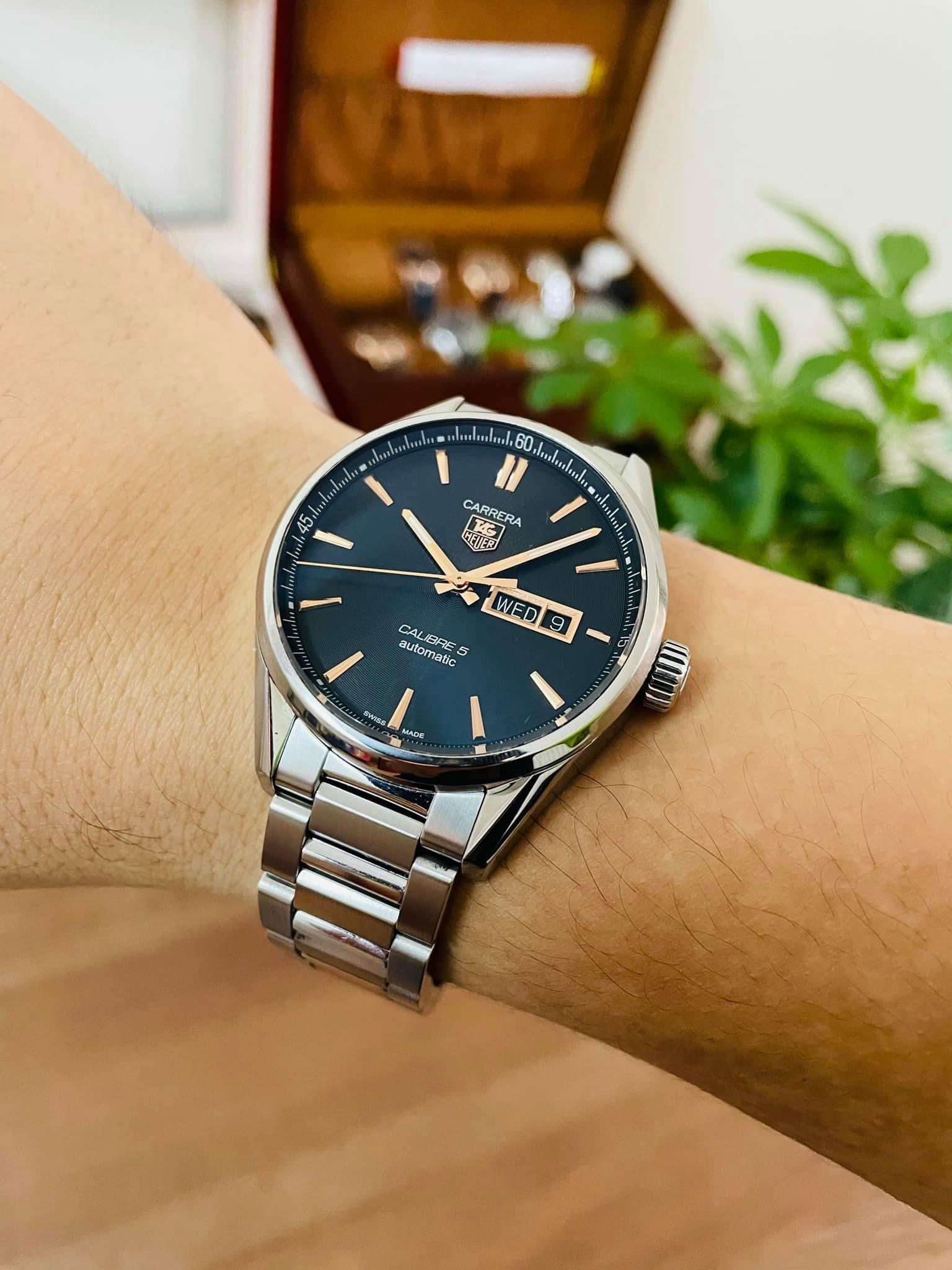 [Deal Lướt] TAG HEUER CARRERA CALIBRE 5 DAY-DATE AUTOMATIC WATCH 41 MM WAR201C.BA0723