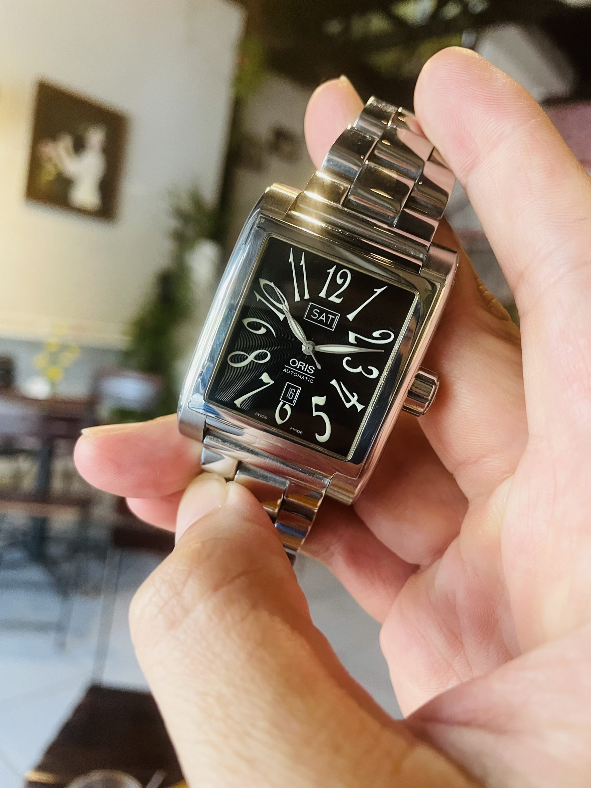 (HÀNG LƯỚT) ĐỒNG HỒ NAM Oris 01 585 7525 4064-07 8 20 68 Rectangular Day Date Men's Automatic Watch
