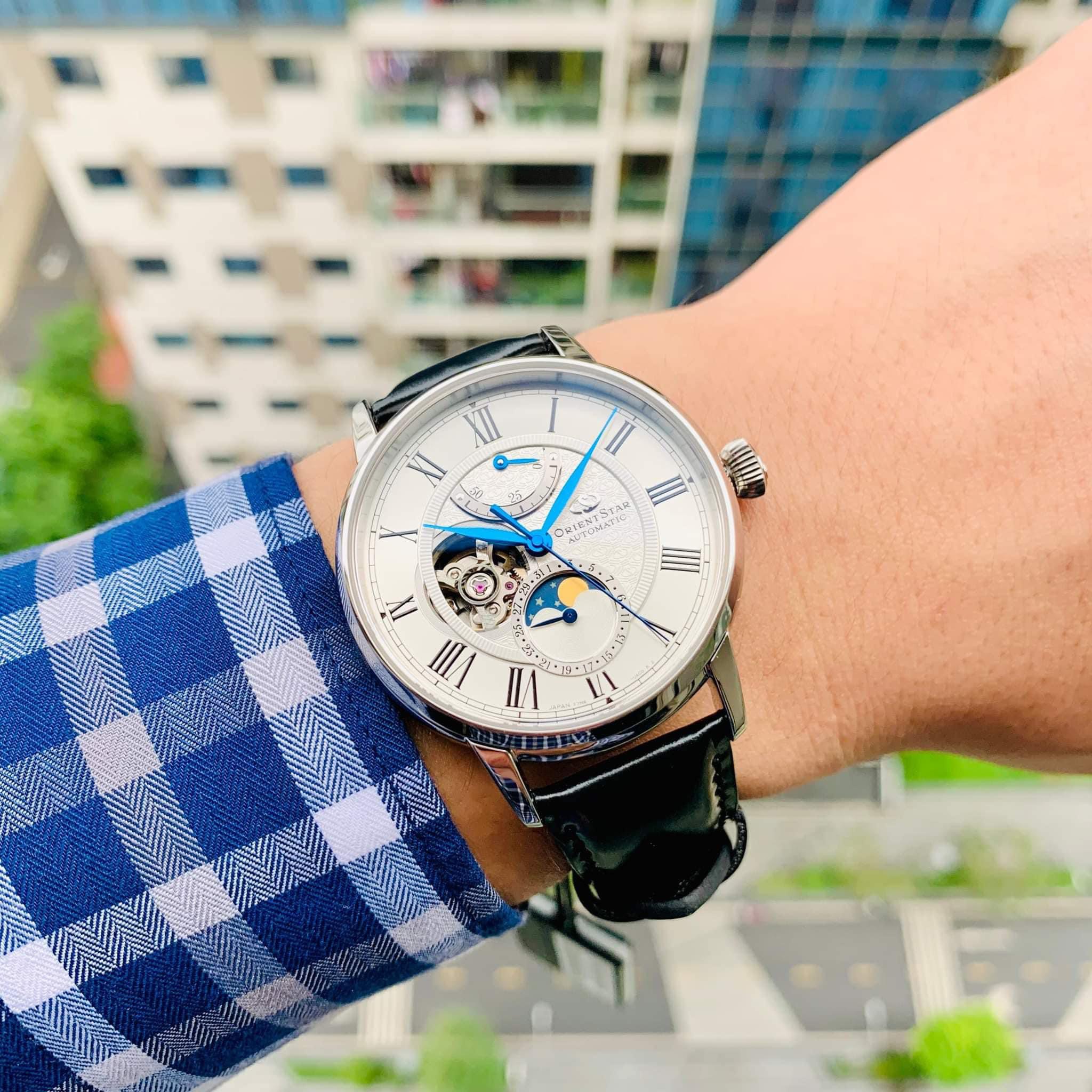 Ảnh 2 của (ĐỒNG HỒ NAM) Orient Star Moonphase White 50h RE-AY0106S00B ( RK-AY0101S ) 41mm