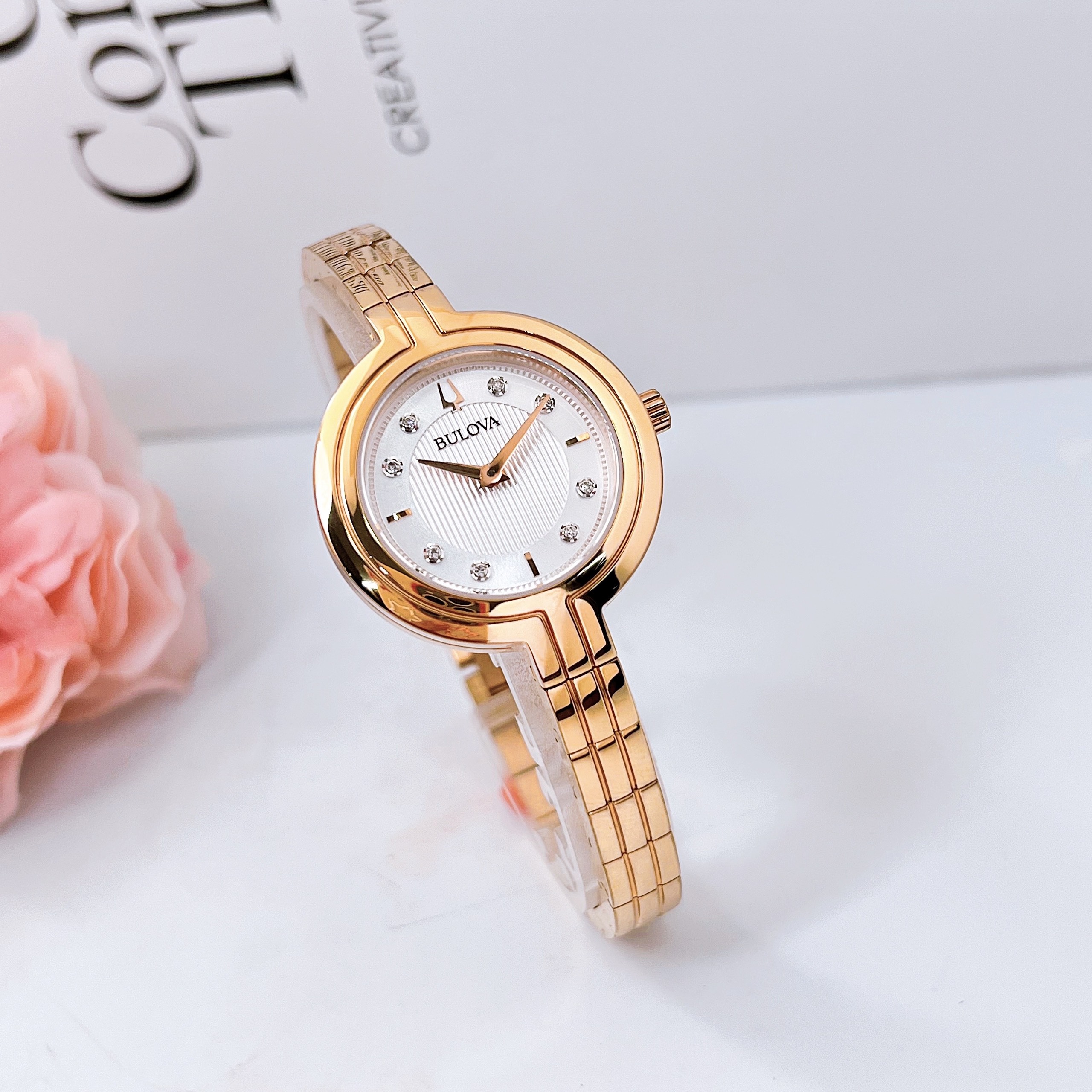 (ĐỒNG HỒ NỮ) Bulova Rhapsody Quartz 97P145 Diamond Silver Dial