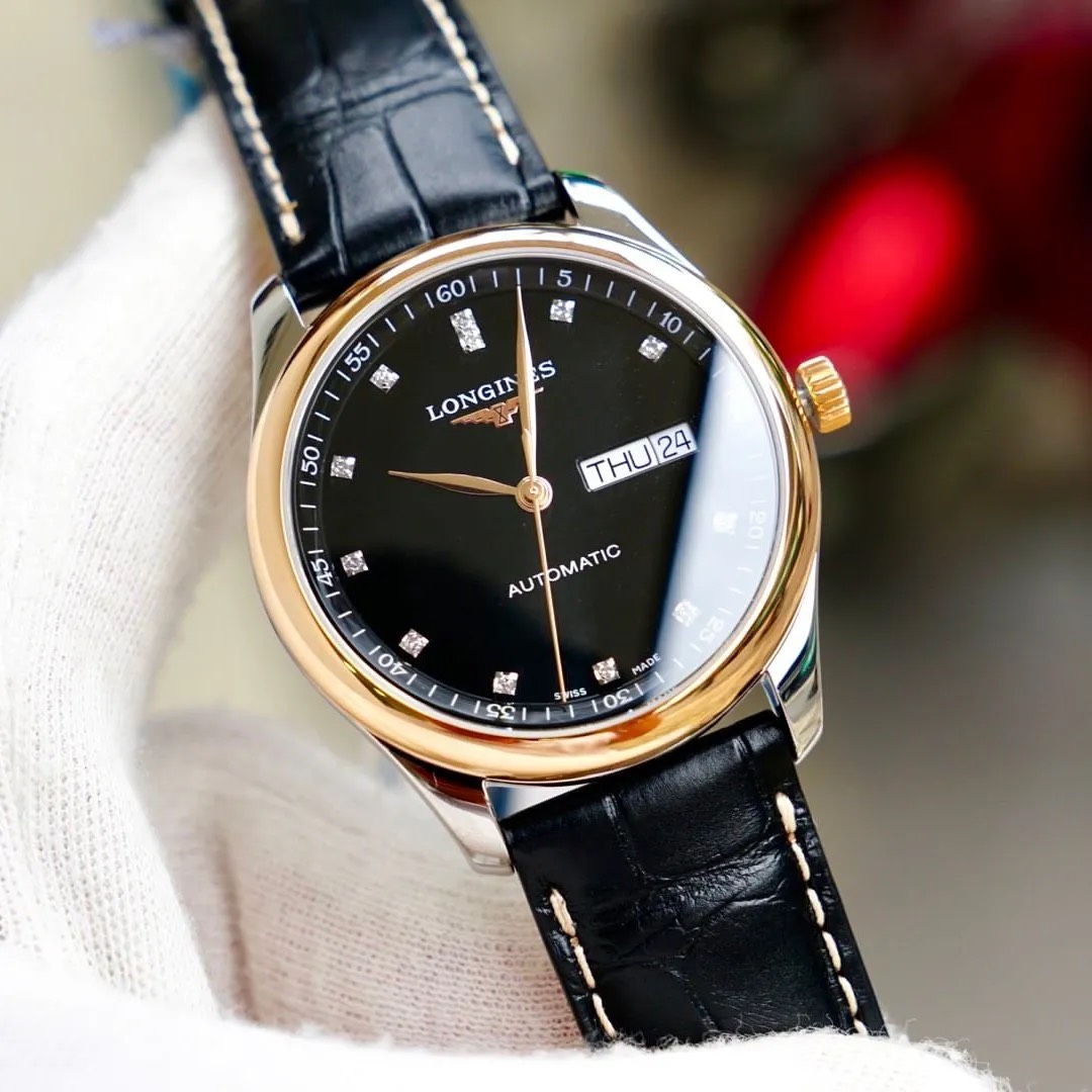 Ảnh 5 của [HÀNG LƯỚT] Đồng hồ nam Longines Master L2.755.5.59.2 L27555592 Kim Cương Day-Date Demi Vàng Hồng, 38.5MM
