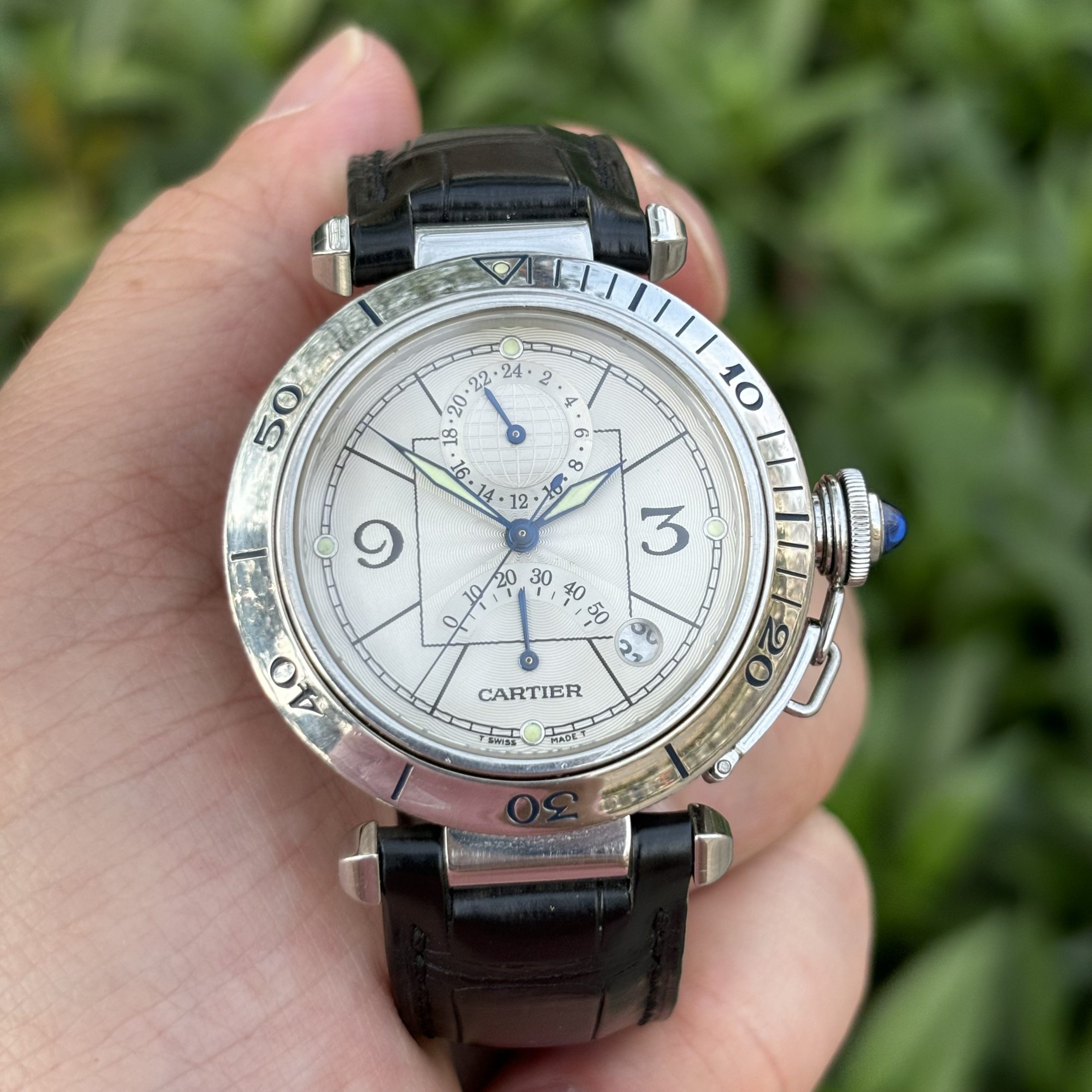 (DEAL LƯỚT) (ĐỒNG HỒ NAM) Cartier Pasha GMT Power Reserve ref. 2388
