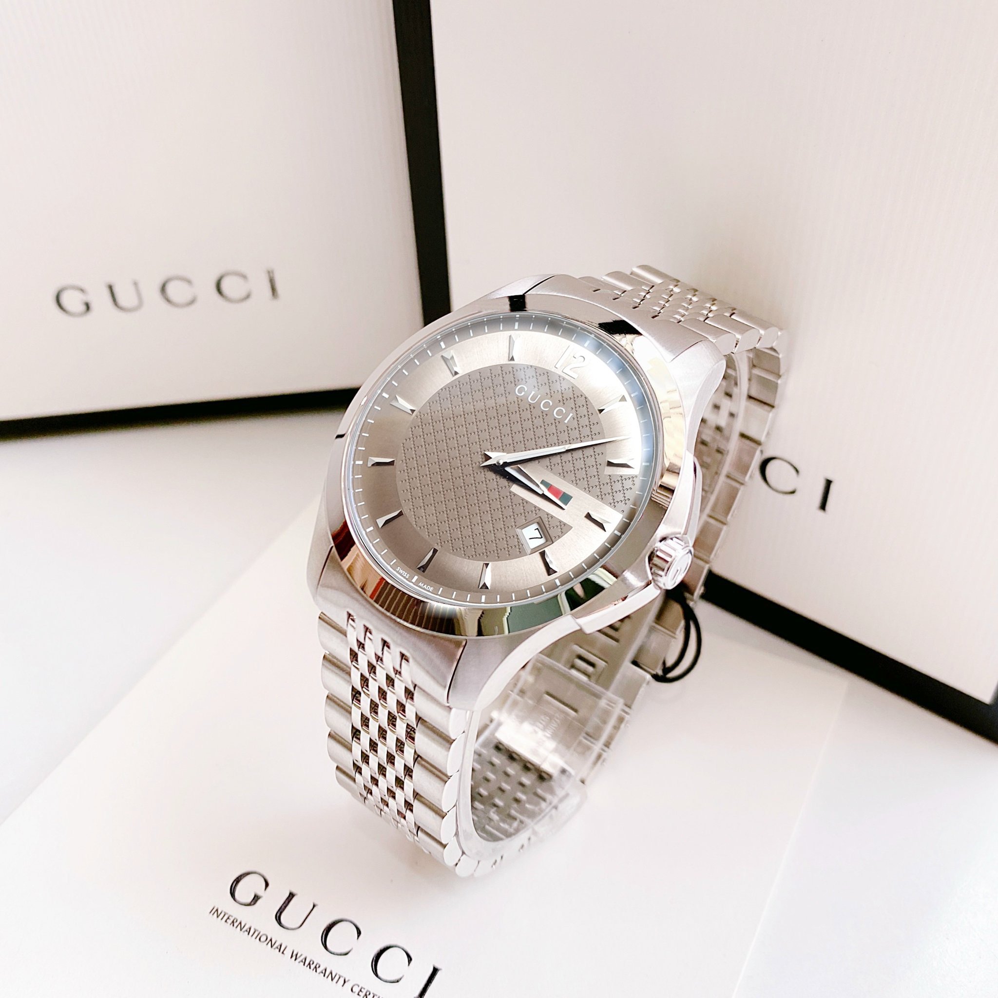 ĐỒNG HỒ NAM Gucci G-Timeless Brown Dial Stainless Steel Mens YA126317
