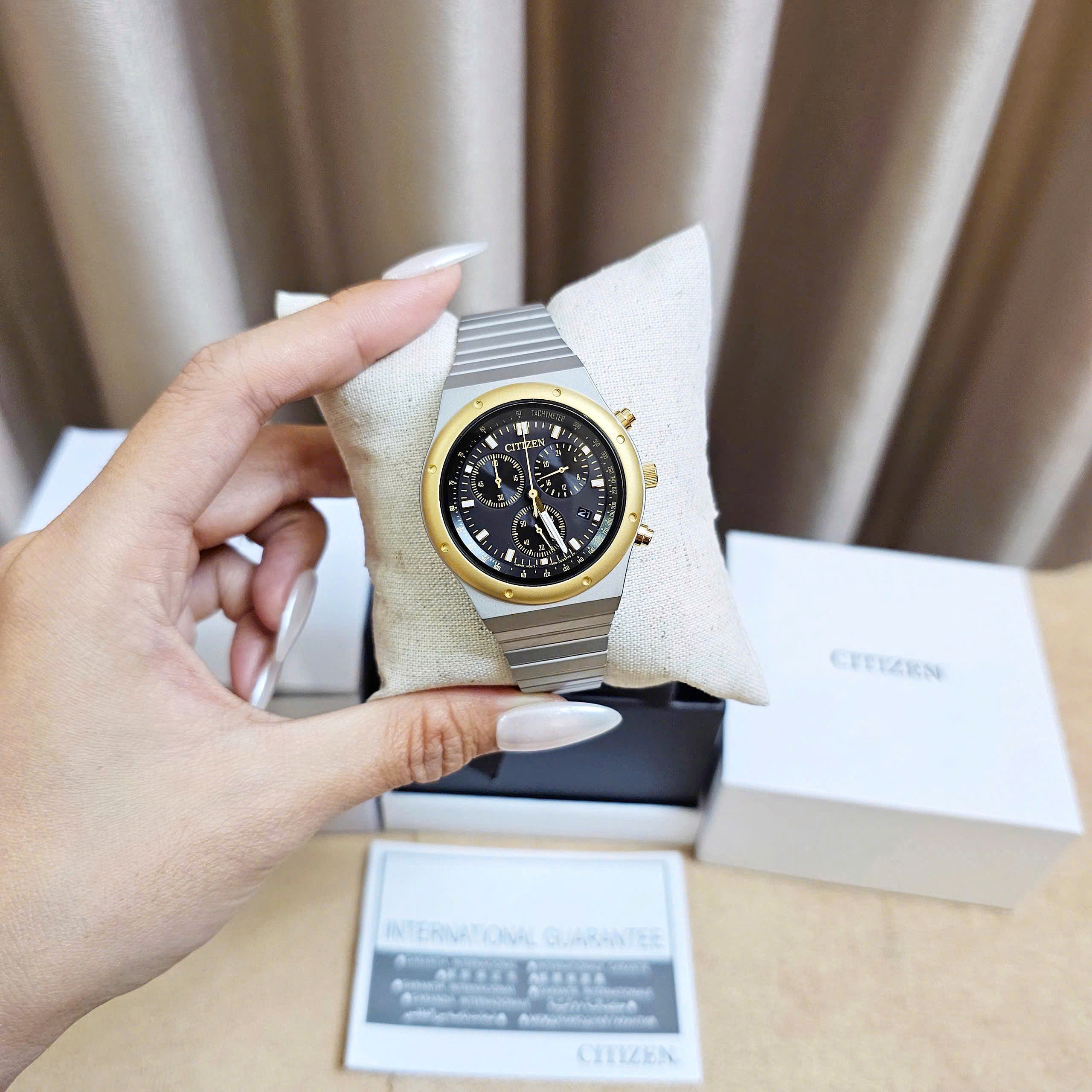 (ĐỒNG HỒ NAM) Citizen Eco-Drive AT2544-64E Chronograph 38mm - AT254464E