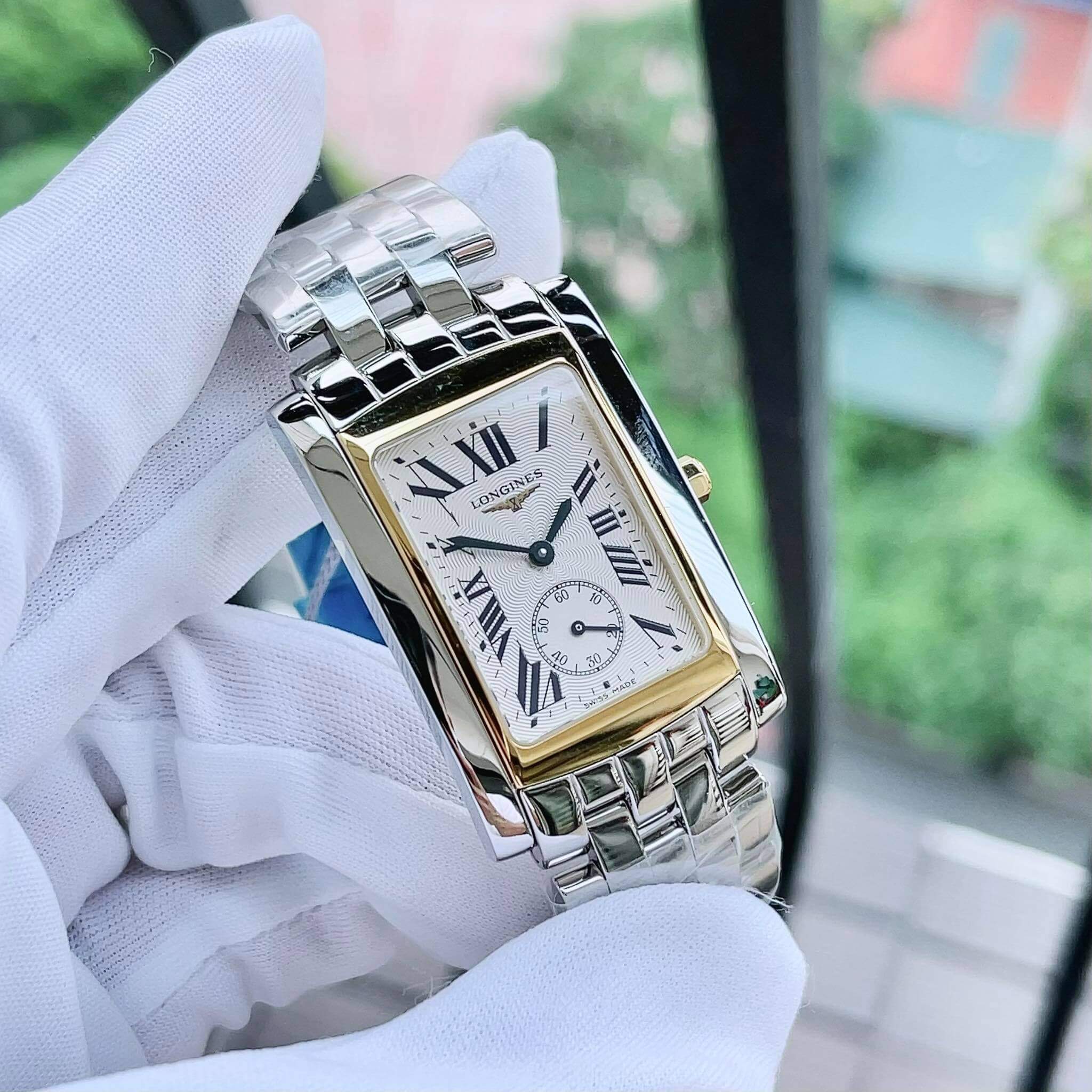 (ĐỒNG HỒ NAM) (New) Longines DolceVita Silver Dial Tone Watch L5.655.5.70.6 ( L56555706 ) 26 x 38 mm (40mm tròn)