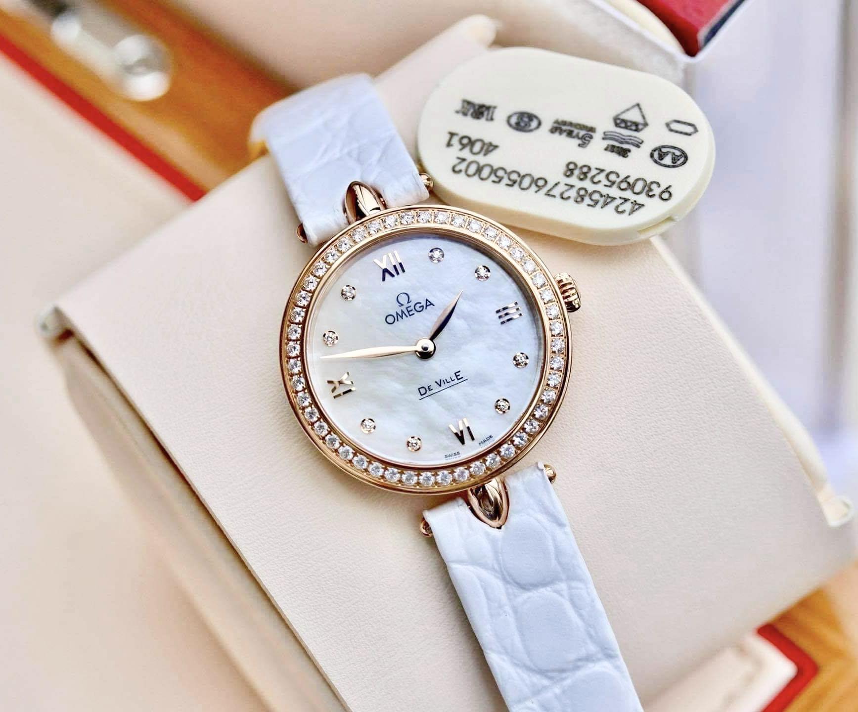(NEW) (ĐỒNG HỒ NỮ) OMEGA DE VILLE PRESTIGE 424.58.27.60.55.002 (42458276055002) size 28mm