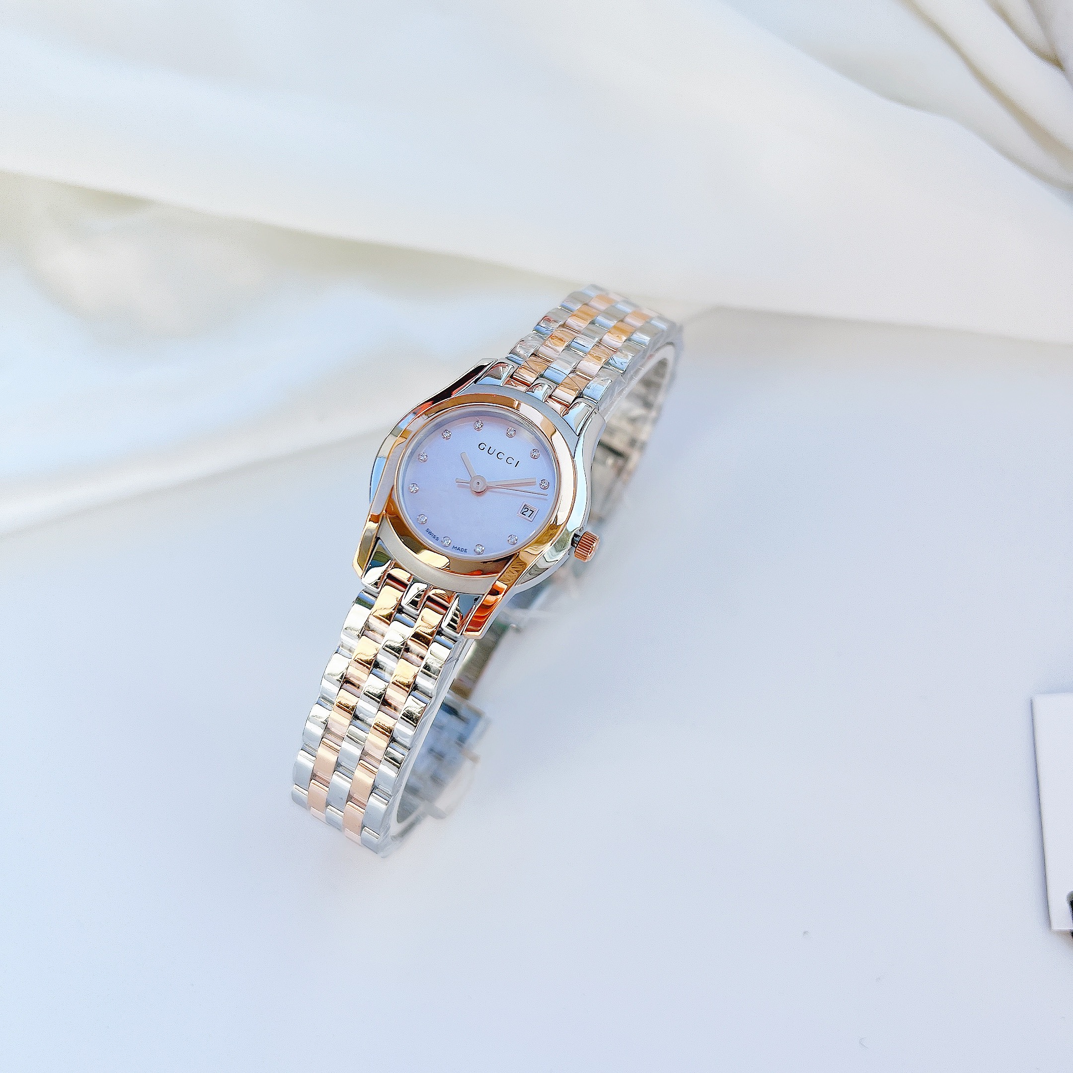 Ảnh 3 của GUCCI G-CLASSIC YA055535 DÂY KIM LOẠI DEMI ROSE, 27mm