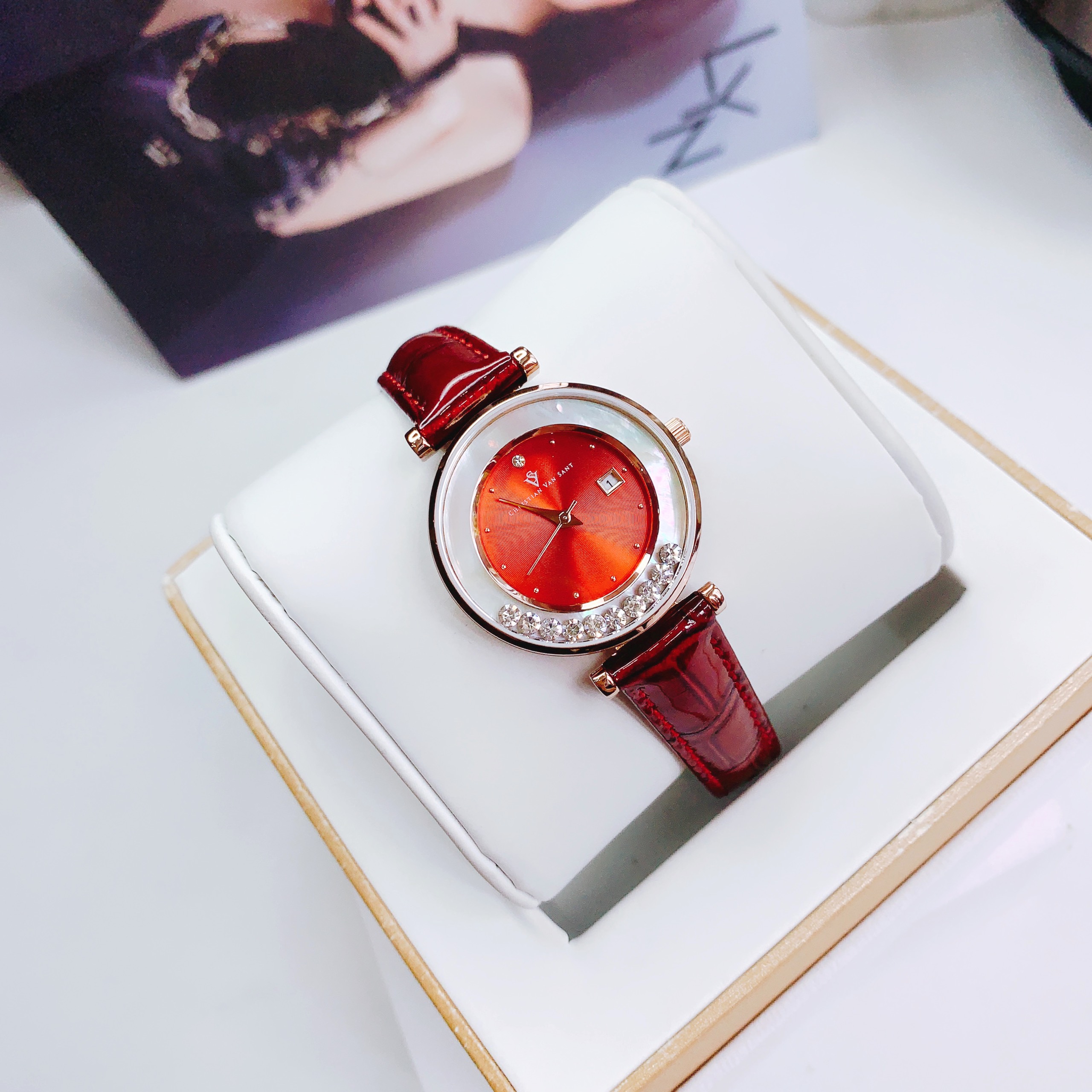 Ảnh 3 của (ĐỒNG HỒ NỮ) Christian Van Sant Bria Quartz Red Dial Ladies Watch CV3816 40MM