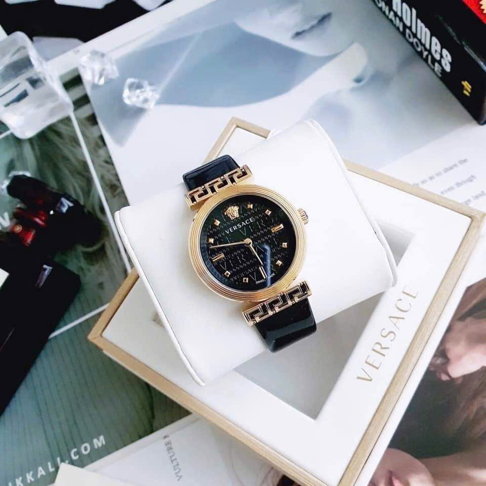 (ĐỒNG HỒ NỮ ) Versace Meander Quartz Black Dial Ladies Watch VELW00420