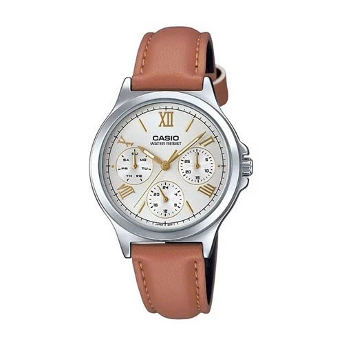 Ảnh 7 của (ĐỒNG HỒ NỮ) Casio LTP-V300L-7A2UDF – Dây da nâu – Quartz (Pin) – Mặt Số 34mm, Kính Cứng, Chống Nước 3ATM