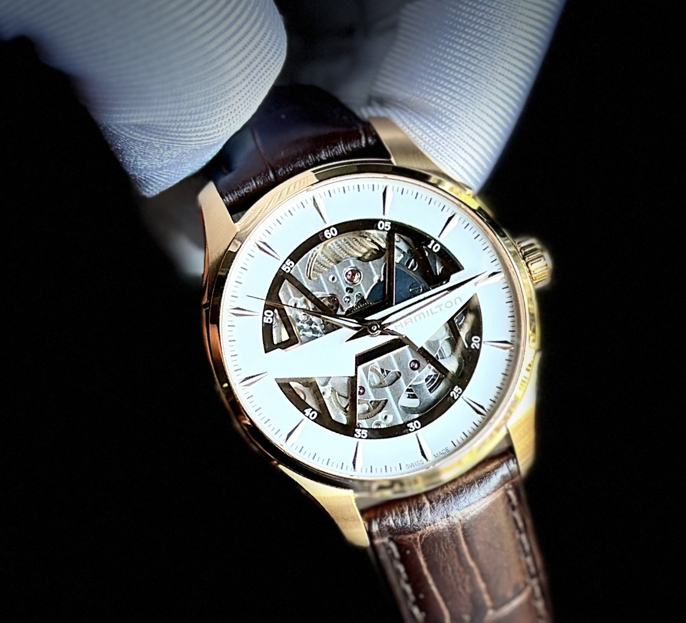 Ảnh 3 của (ĐỒNG HỒ NAM) (NEW) HAMILTON JAZZMASTER SKELETON SPIKY-H H42505510 AUTOMATIC