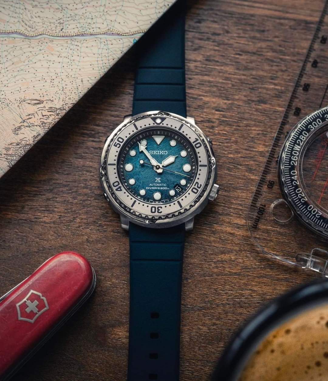 Ảnh 4 của (ĐỒNG HỒ NAM) (New) Seiko Prospex SRPH77K1 Divers Tuna Antartica Silicone Strap Watch ( SRPH77 )