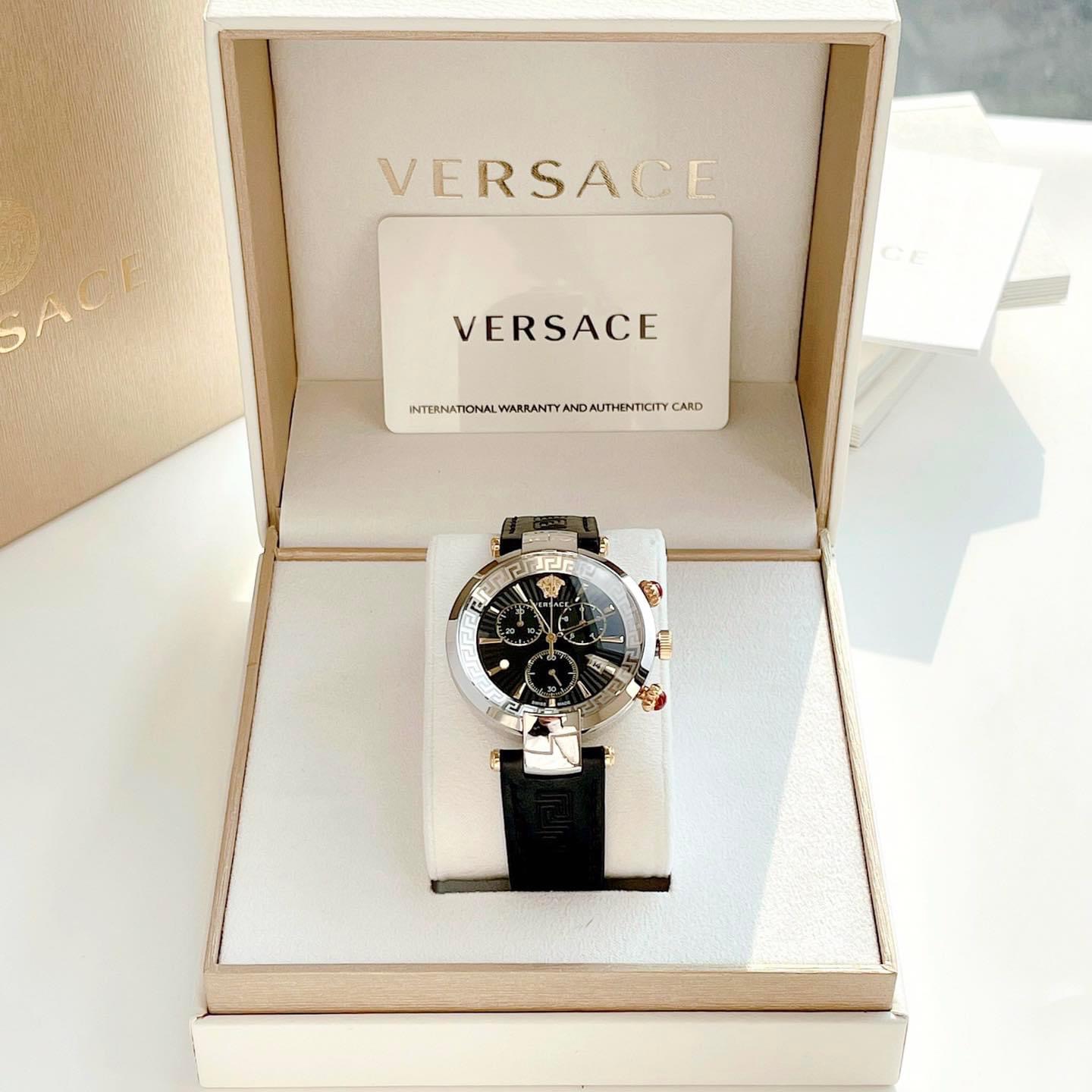(ĐỒNG HỒ NỮ) Versace Revive Chronograph Black Dial Black Leather VE2M00121 41mm