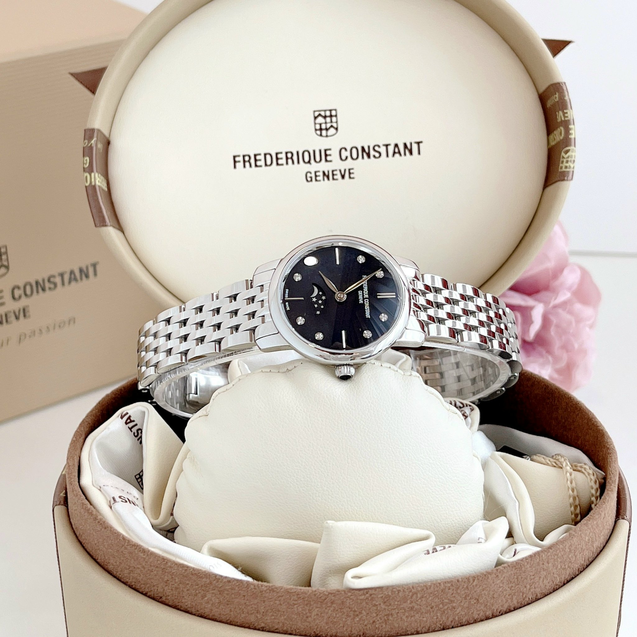 Ảnh 4 của (ĐỒNG HỒ NỮ) FREDERIQUE CONSTANT SLIMLINE LADIES MOONPHASE FC-206MPBD1S6B FC206MPBD1S6B 206MPBD1S6B 30mm
