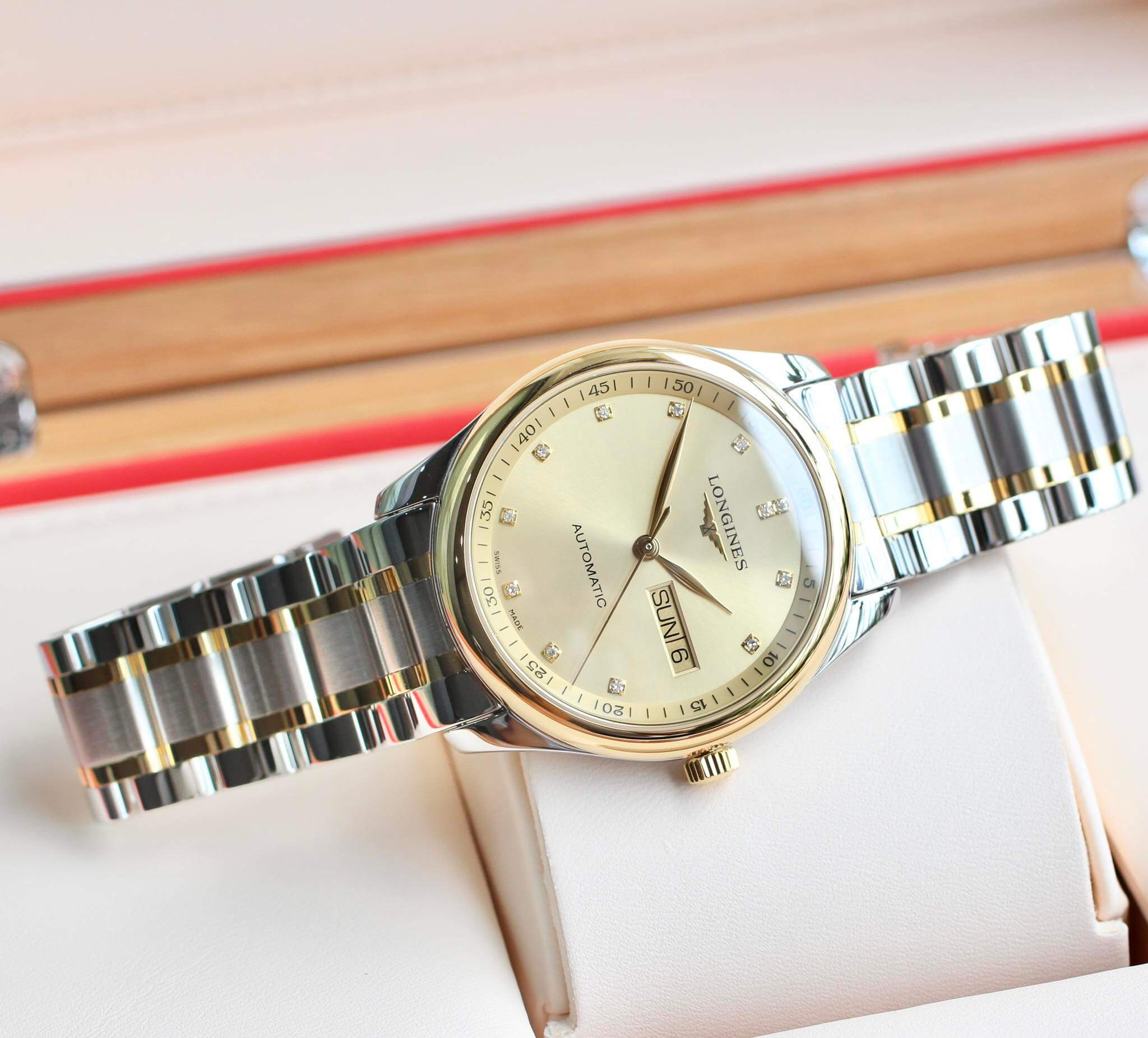 Ảnh 3 của (ĐỒNG HỒ NAM) (New)  Longines Master Collection L2.755.5.37.7 (L27555377 )18k gold diamond 38.5mm