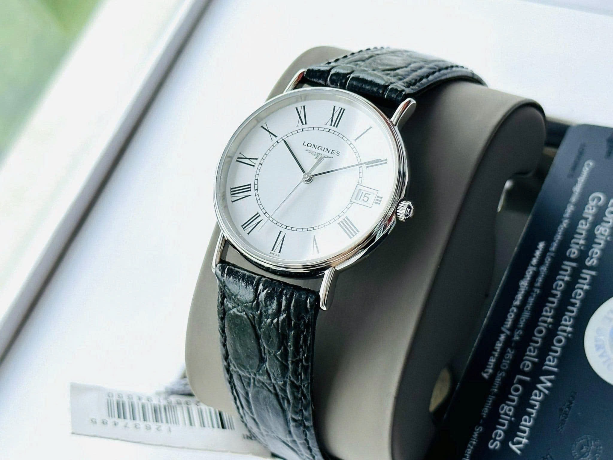 Ảnh 5 của (ĐỒNG HỒ NỮ) (NEW) Longines Presence White Dial Black Leather Unisex L4.819.4.11.2 (L48194112)
