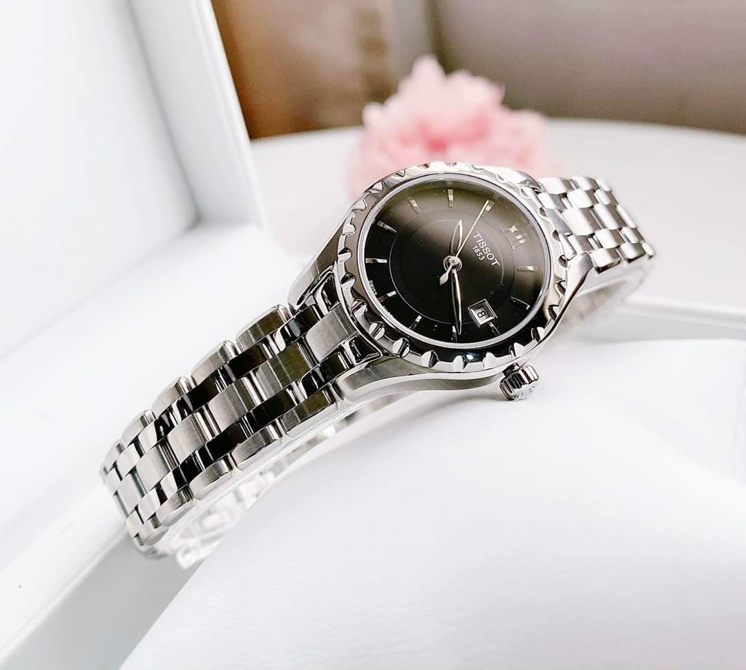 Ảnh 4 của (ĐỒNG HỒ NỮ) TISSOT T072.010.11.058.00 LADY QUARTZ BLACK DIAL DÂY KIM LOẠI-T0720101105800