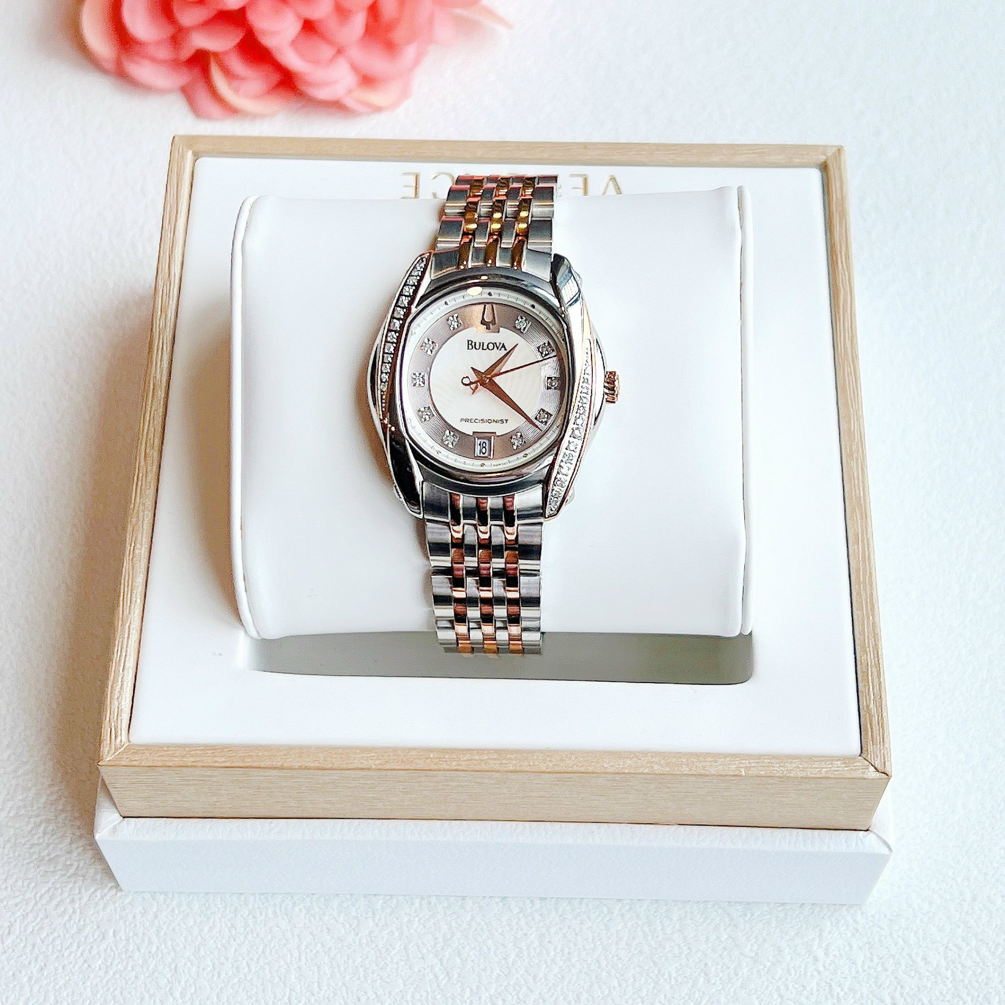 (ĐỒNG HỒ NỮ) BULOVA 96R141 Precisionist Tanglewood Silver Grey Dial Stainless Steel Ladies Watch 32mm