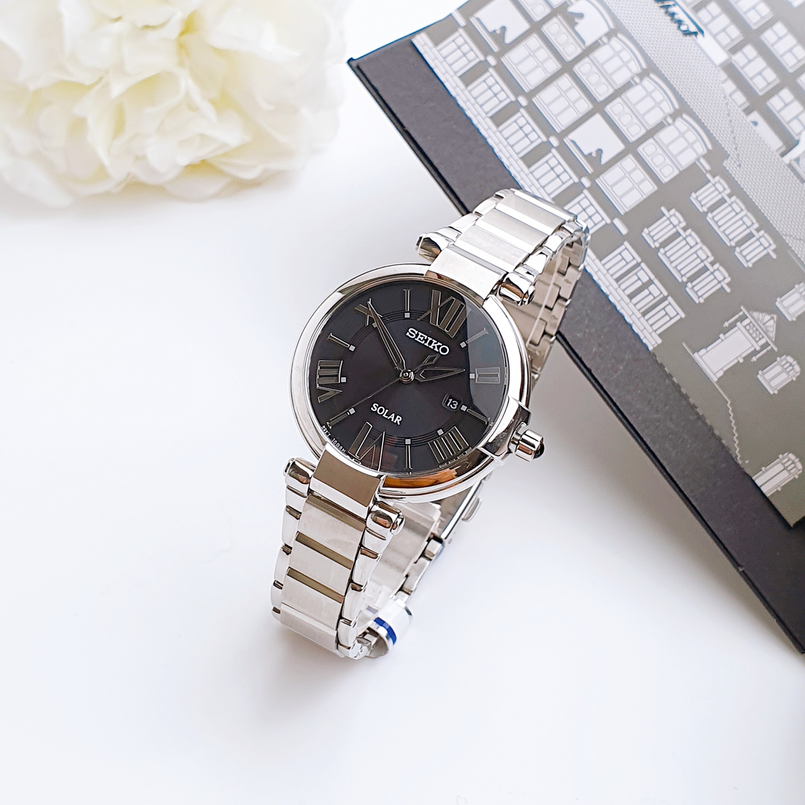 (ĐỒNG HỒ NỮ ) Seiko Solar Black Dial SUT173 32mm