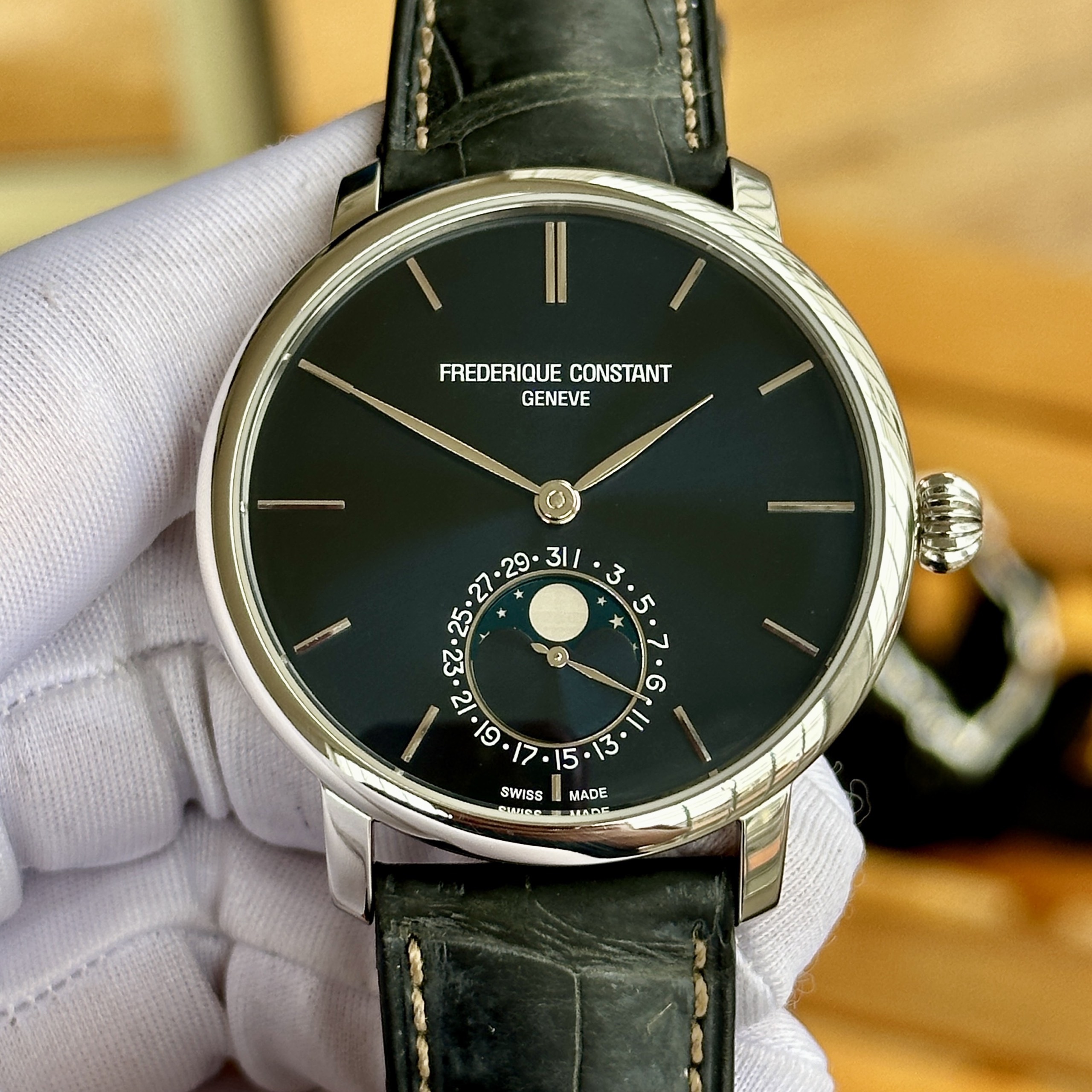 (Deal Lướt) (ĐỒNG HỒ NAM) Frederique Constant Manufacture Slimline Moonphase FC-705N4S6 (FC-705N4S6 used) FC705N4S6