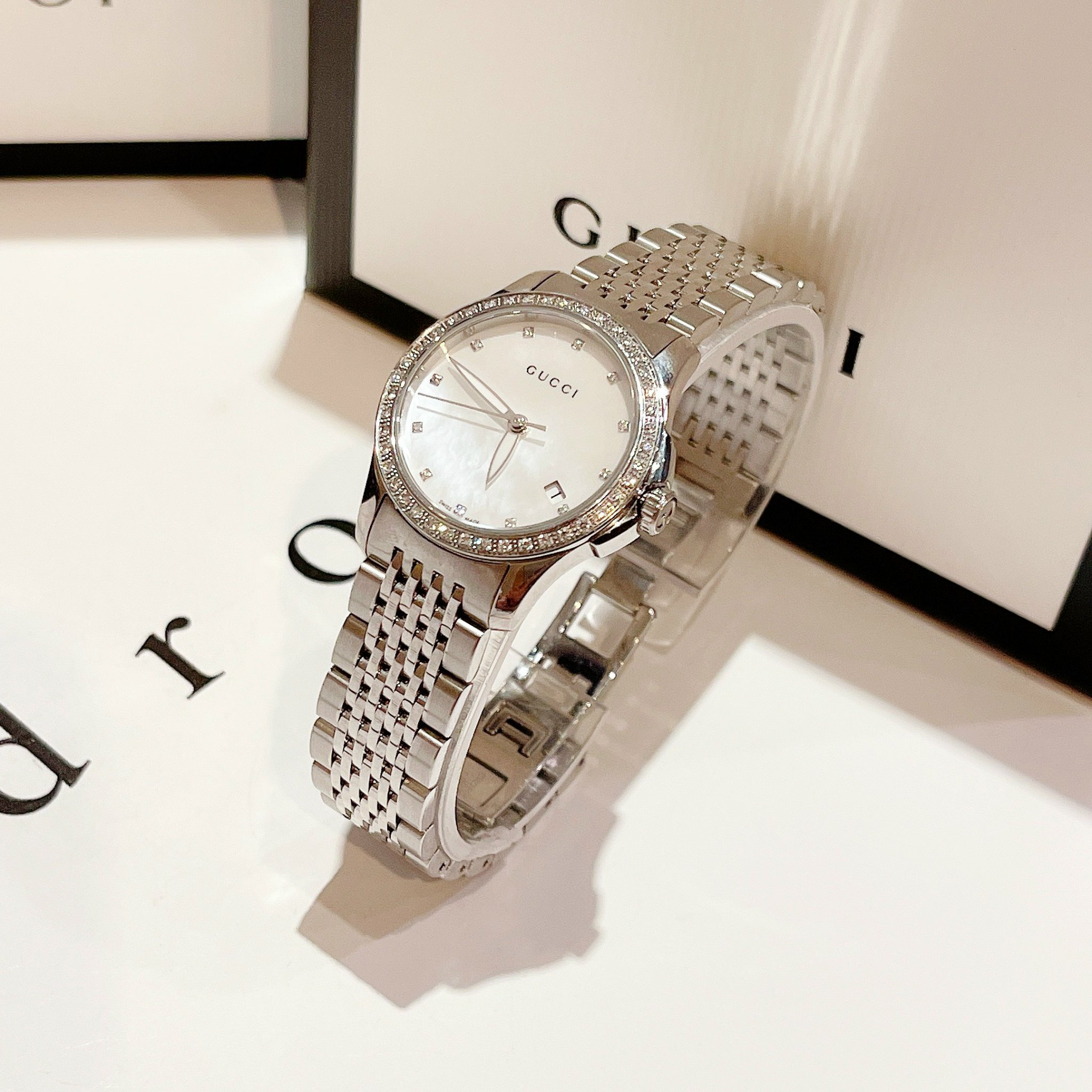 Ảnh 6 của (ĐỒNG HỒ NỮ) Gucci Women's YA126508 G-Timeless Diamond Stainless Steel Watch