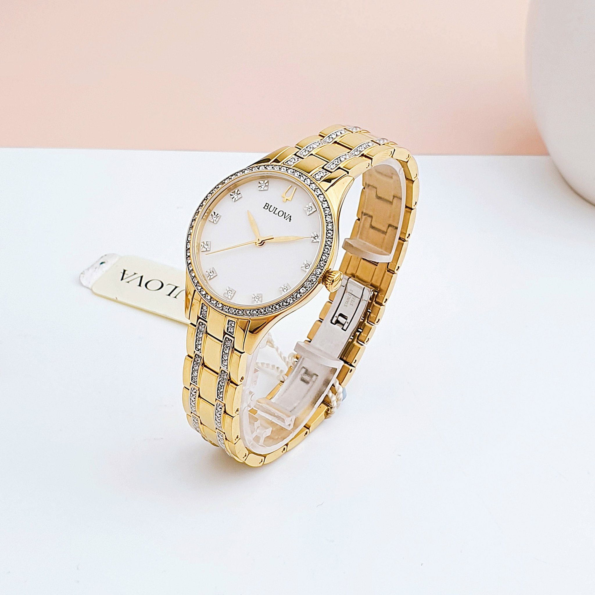 Ảnh 2 của ĐỒNG HỒ NỮ Bulova 98X119 Crystal Gold Watch 32mm