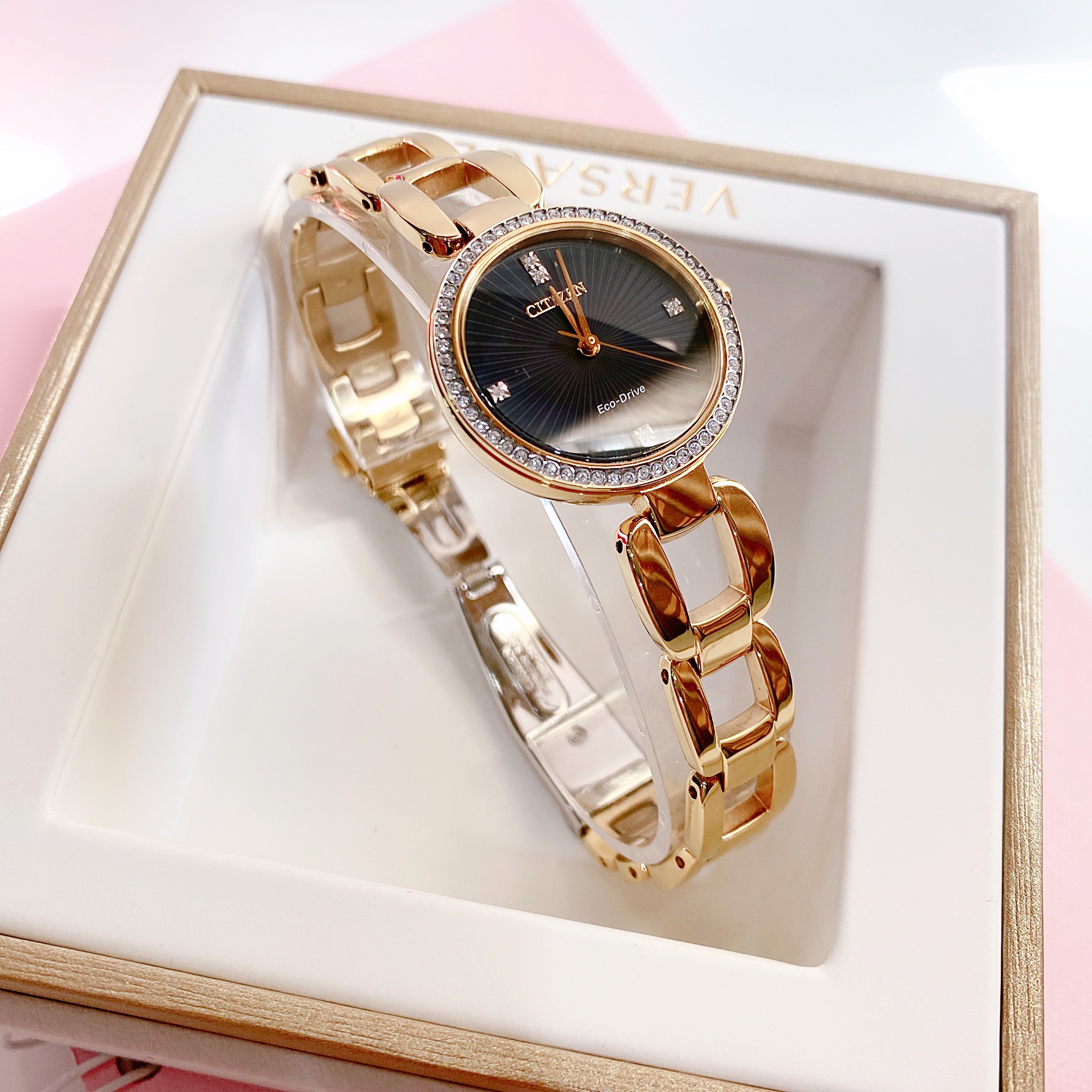 (ĐỒNG HỒ NỮ) CITIZEN EM1032-58E ECO-DRIVE GOLD TONE 28mm
