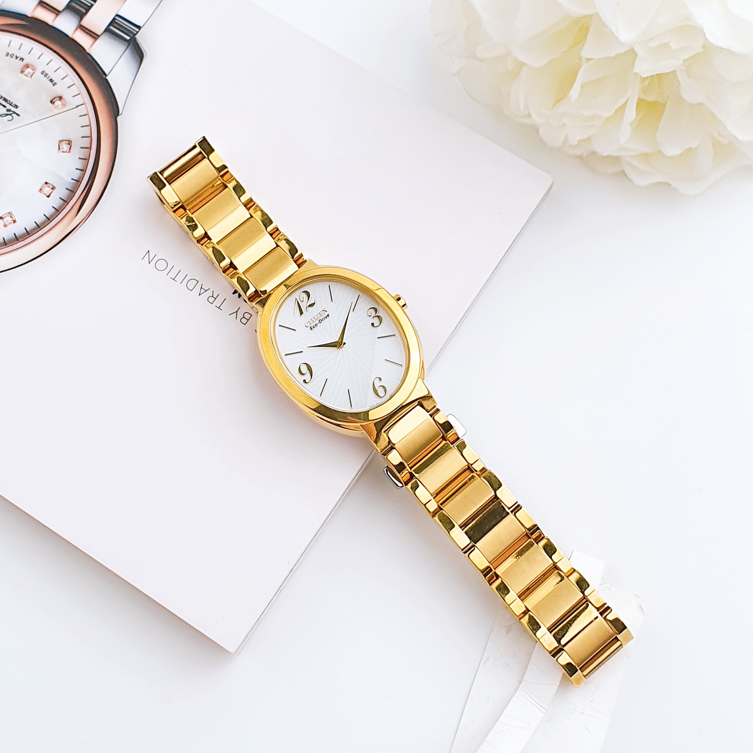 Ảnh 4 của (ĐỒNG HỒ NỮ) CITIZEN Eco Drive Silver Dial Stainless Steel Women's Watch EX1232-50A