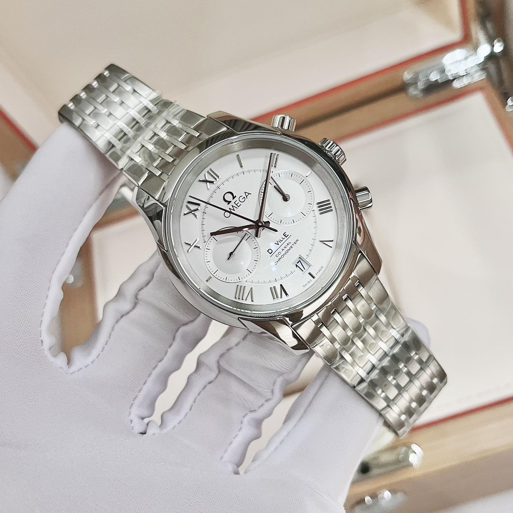 Ảnh 3 của (ĐỒNG HỒ NAM) (NEW) Omega De Ville Co-Axial Chronograph 43110425102001 431.10.42.51.02.001