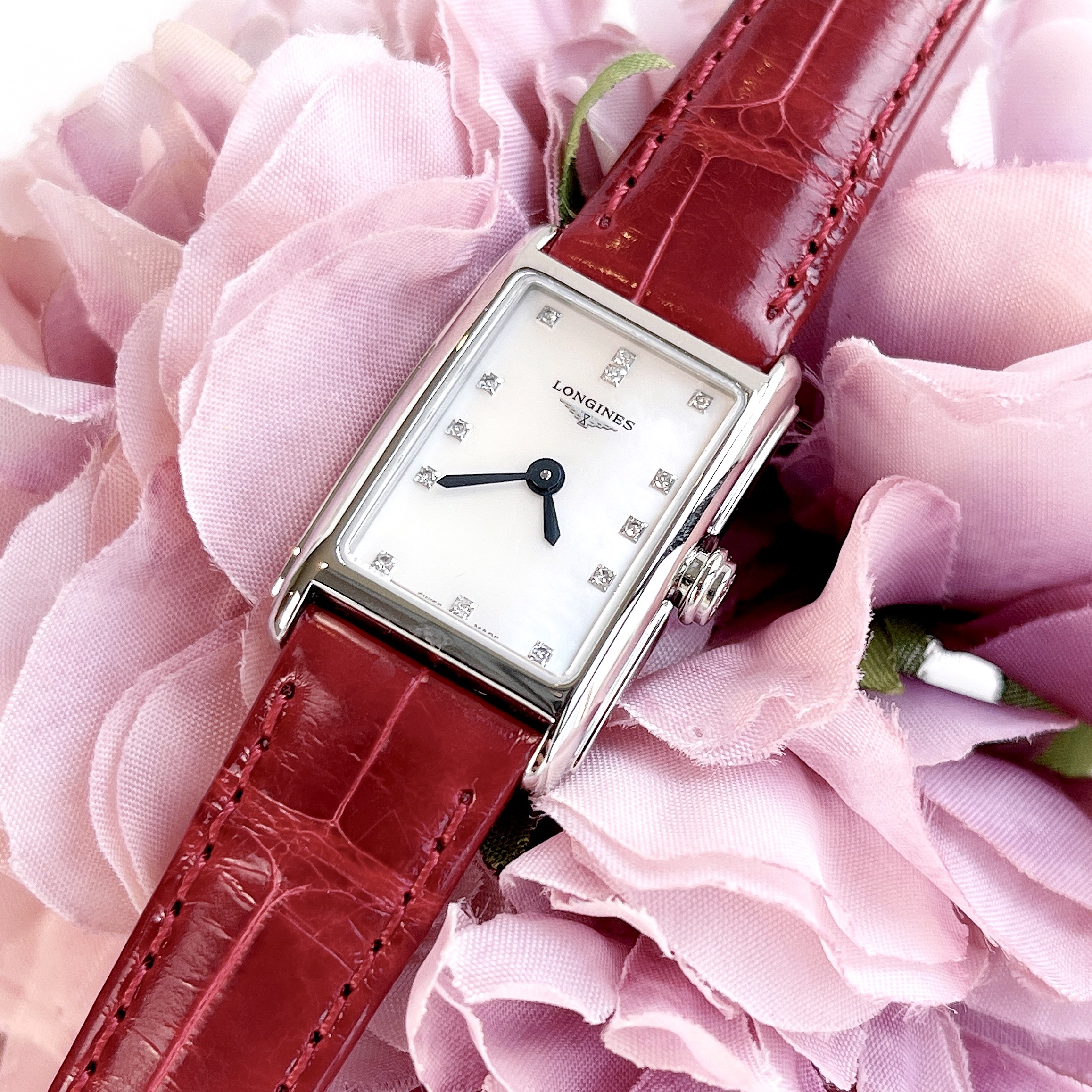 Ảnh 5 của (ĐỒNG HỒ NỮ) (New) Longines L5.258.4.87.5 Ladies DolceVita Red Leather Diamond Watch
