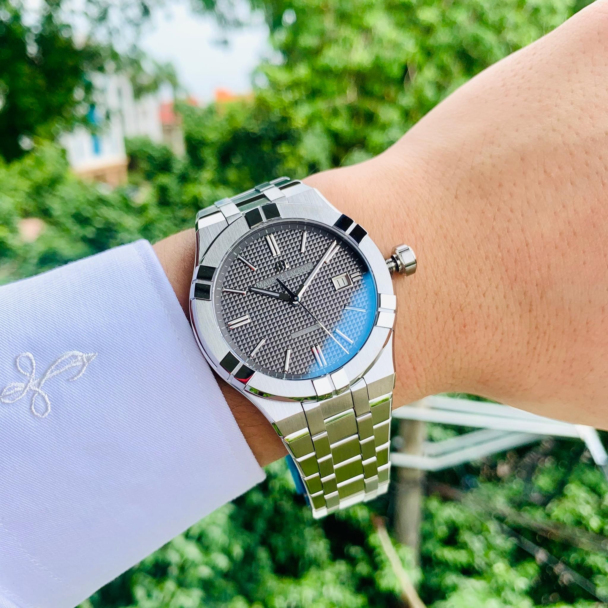 Ảnh 5 của (ĐỒNG HỒ NAM) (New) Maurice Lacroix Aikon Gray 42mm - AI6008-SS00F-230-A ( AI6008SS00F230A ) kèm dây cao su