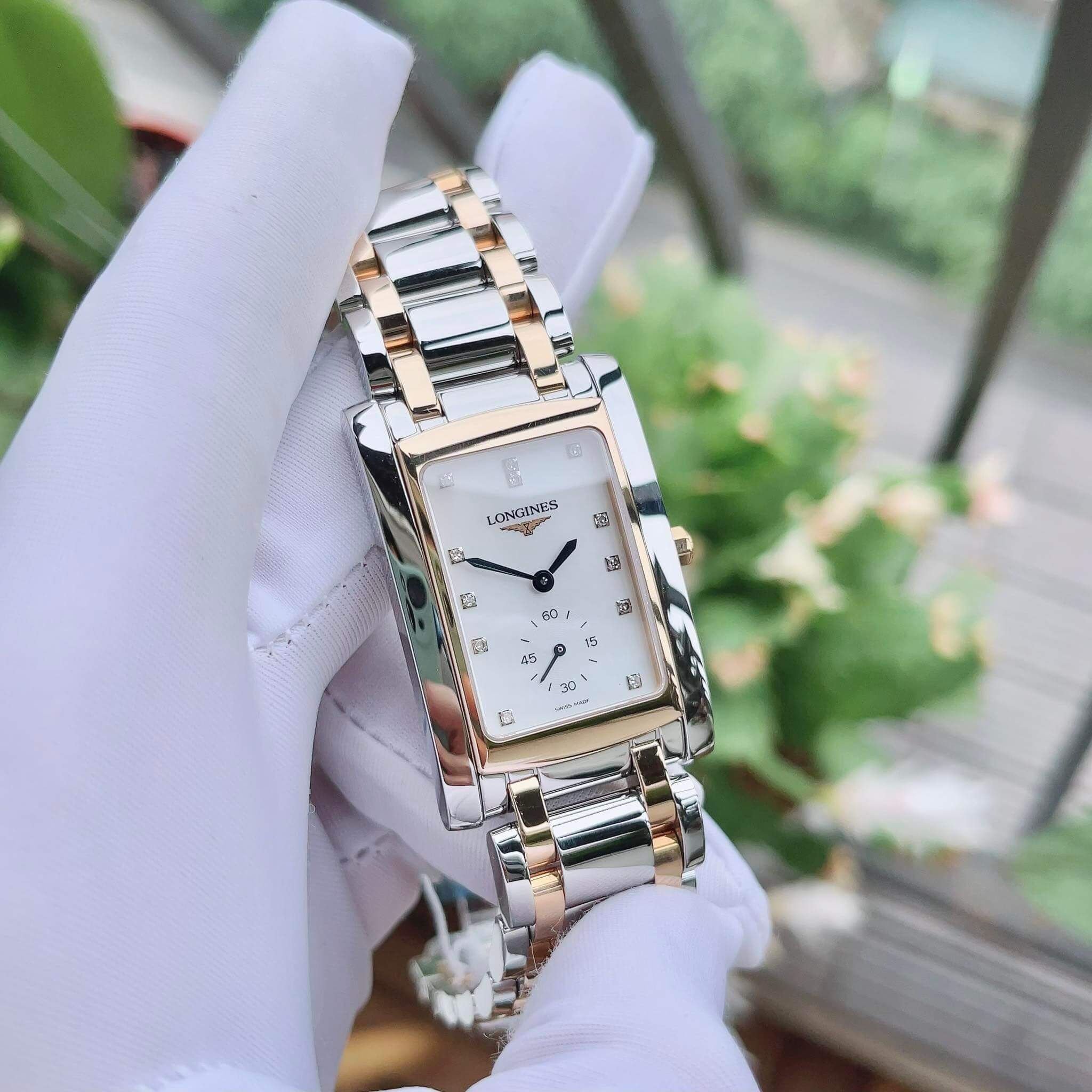 (ĐỒNG HỒ NAM) (New)  Longines Dolcevita Diamond Rectangular Watch L5.655.5.88.7 L56555887 40mm