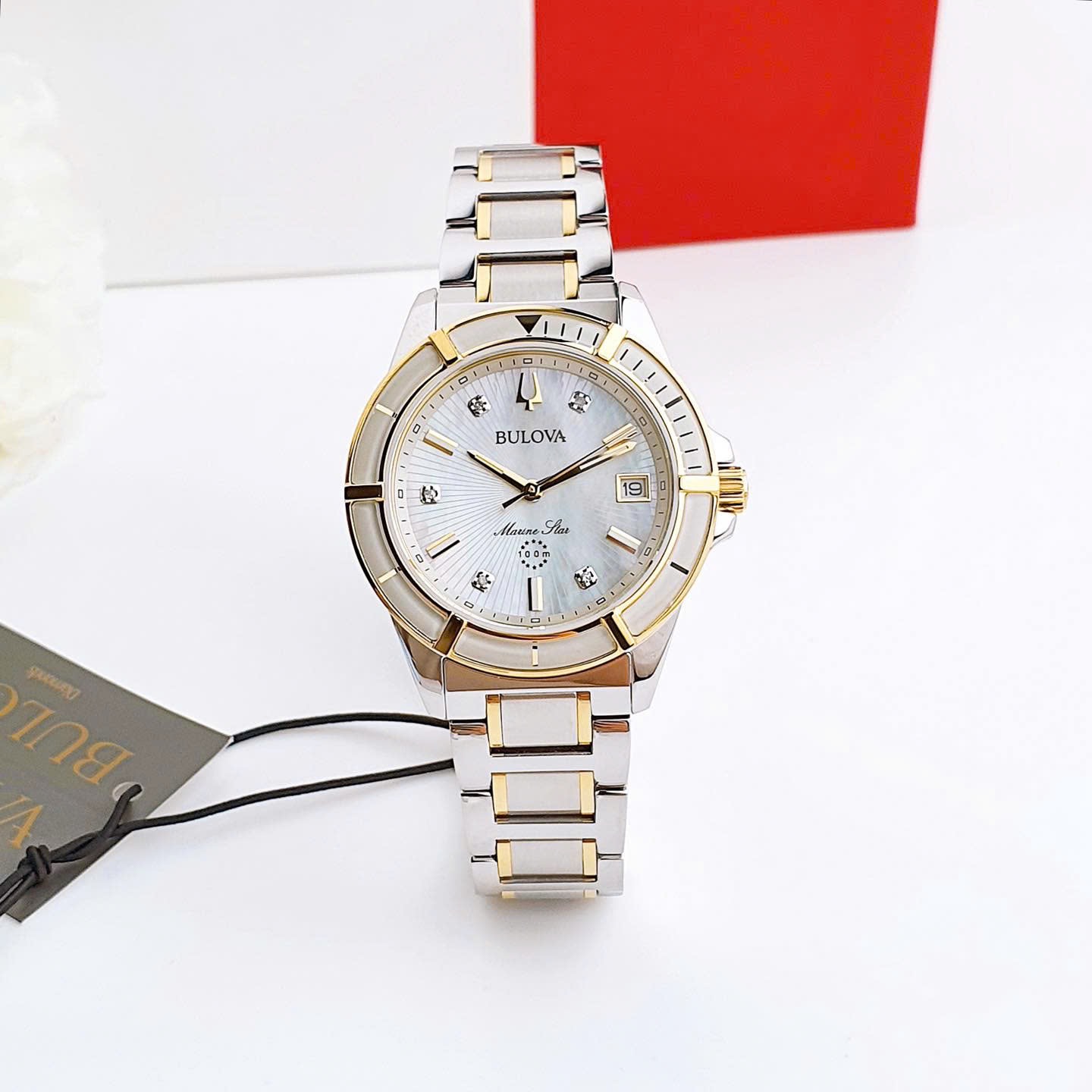 (ĐỒNG HỒ NỮ) Bulova 98P187 Marine Mother of Pearl Watch 34mm