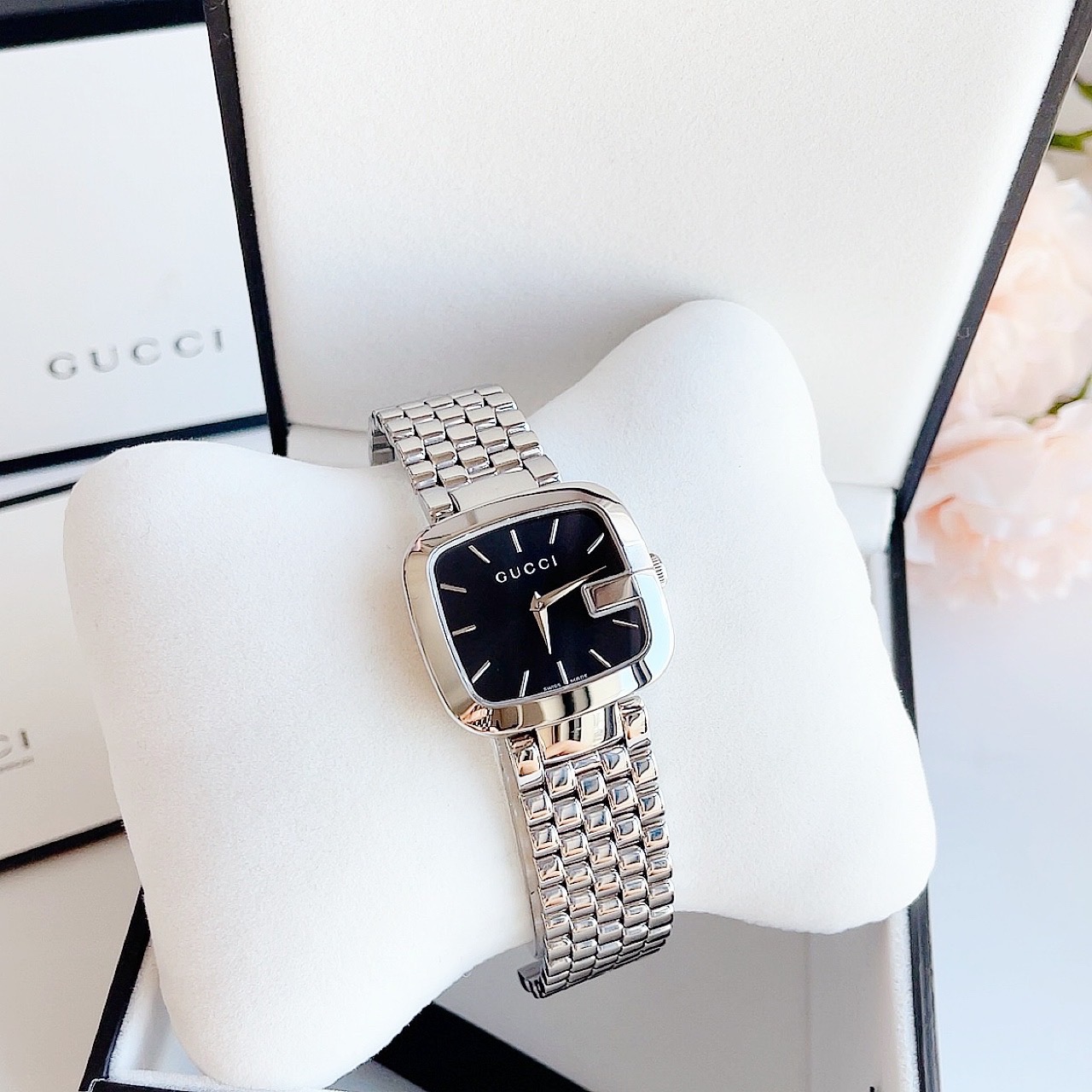 (ĐỒNG HỒ NỮ) GUCCI G-Gucci YA125416 Stainless Steel Bracelet Ladies Watch, 32x 30mm