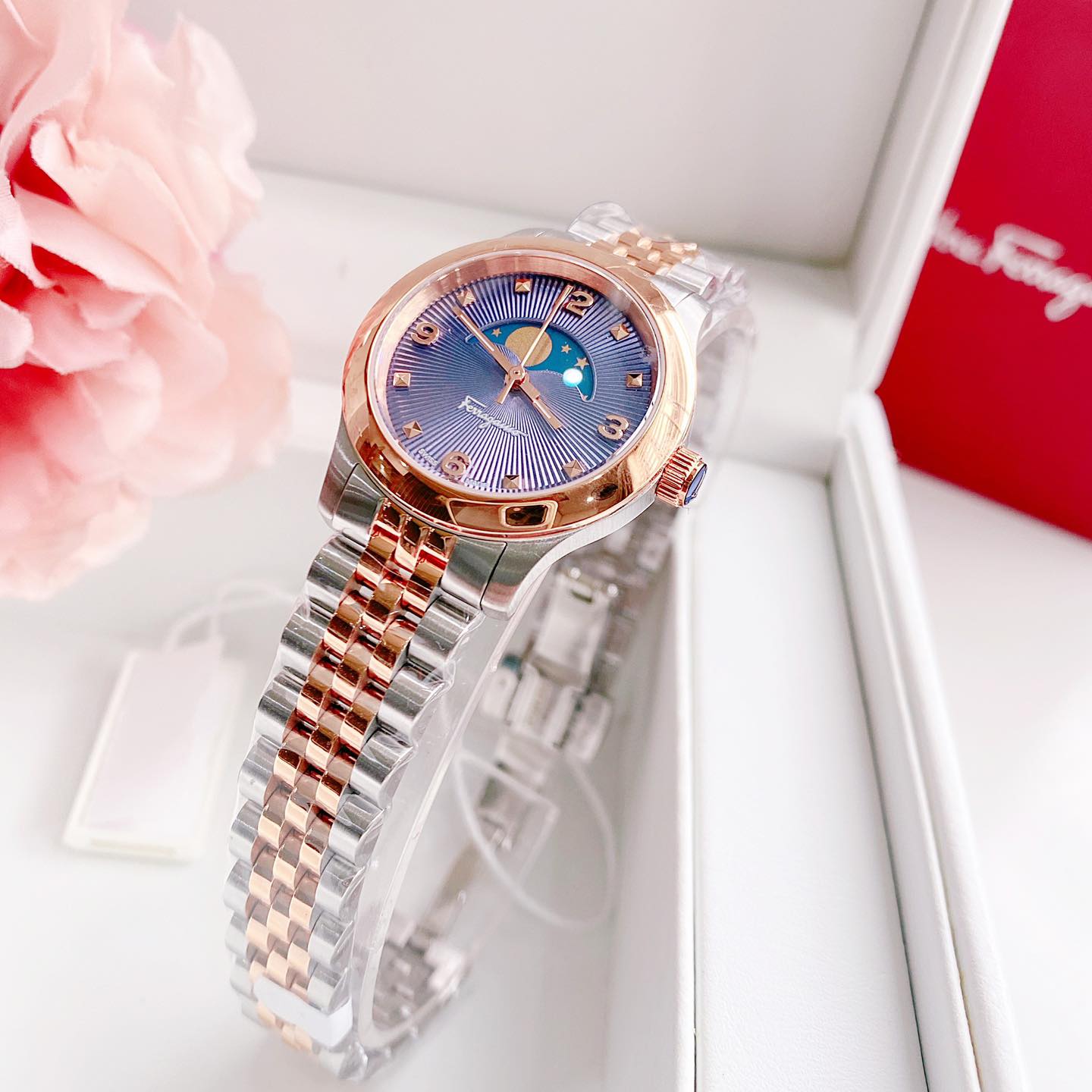 (ĐỒNG HỒ NỮ) Salvatore Ferragamo SFMN00322 Duo Moonphase Quartz Blue Dial Ladies Watch