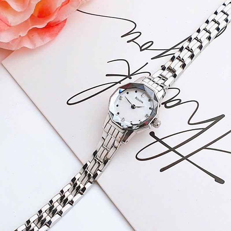 Ảnh 2 của ( ĐỒNG HỒ NỮ) BULOVA Mother of Pearl Diamond Dial Stainless Steel Ladies Watch 96P129