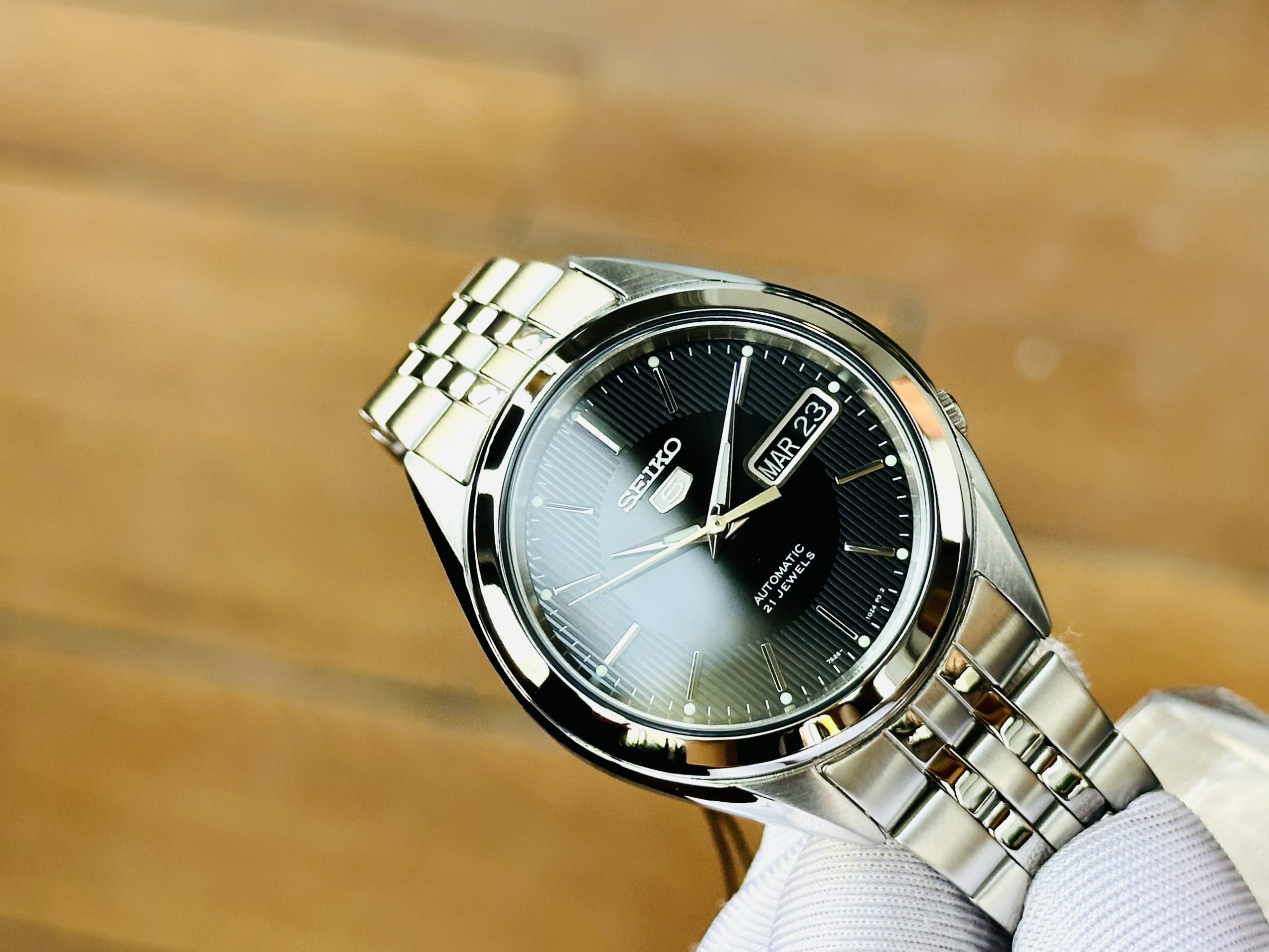 Ảnh 4 của (Đồng hồ nam) Seiko 5 Automatic Black Steel SNKL23K1 Authentic 38mm