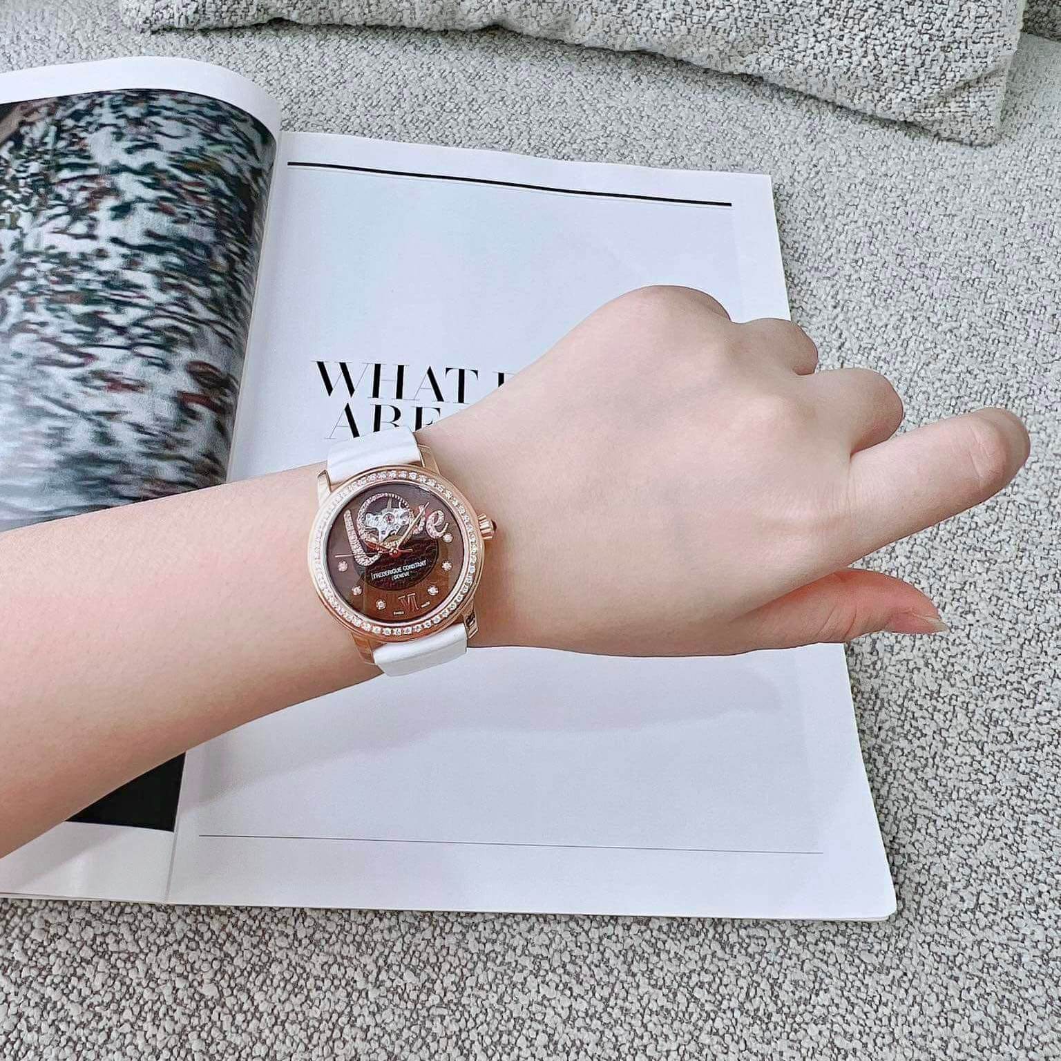 Ảnh 5 của (ĐỒNG HỒ NỮ) Frederique Constant Heart Beat Automatic Diamond Brown Dial Brown Satin FC-310CLHB2PD4 ( FC310CLHB2PD4 ) ( 310CLHB2PD4 )