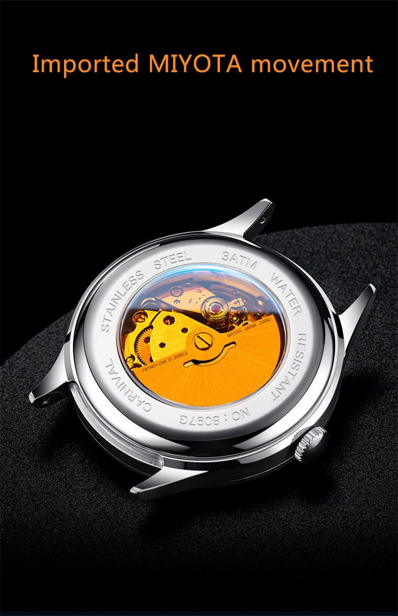 Ảnh 2 của (ĐỒNG HỒ NAM) (New) Carnival Day Date 8097G-VT (mặt xanh, dây da) 41mm