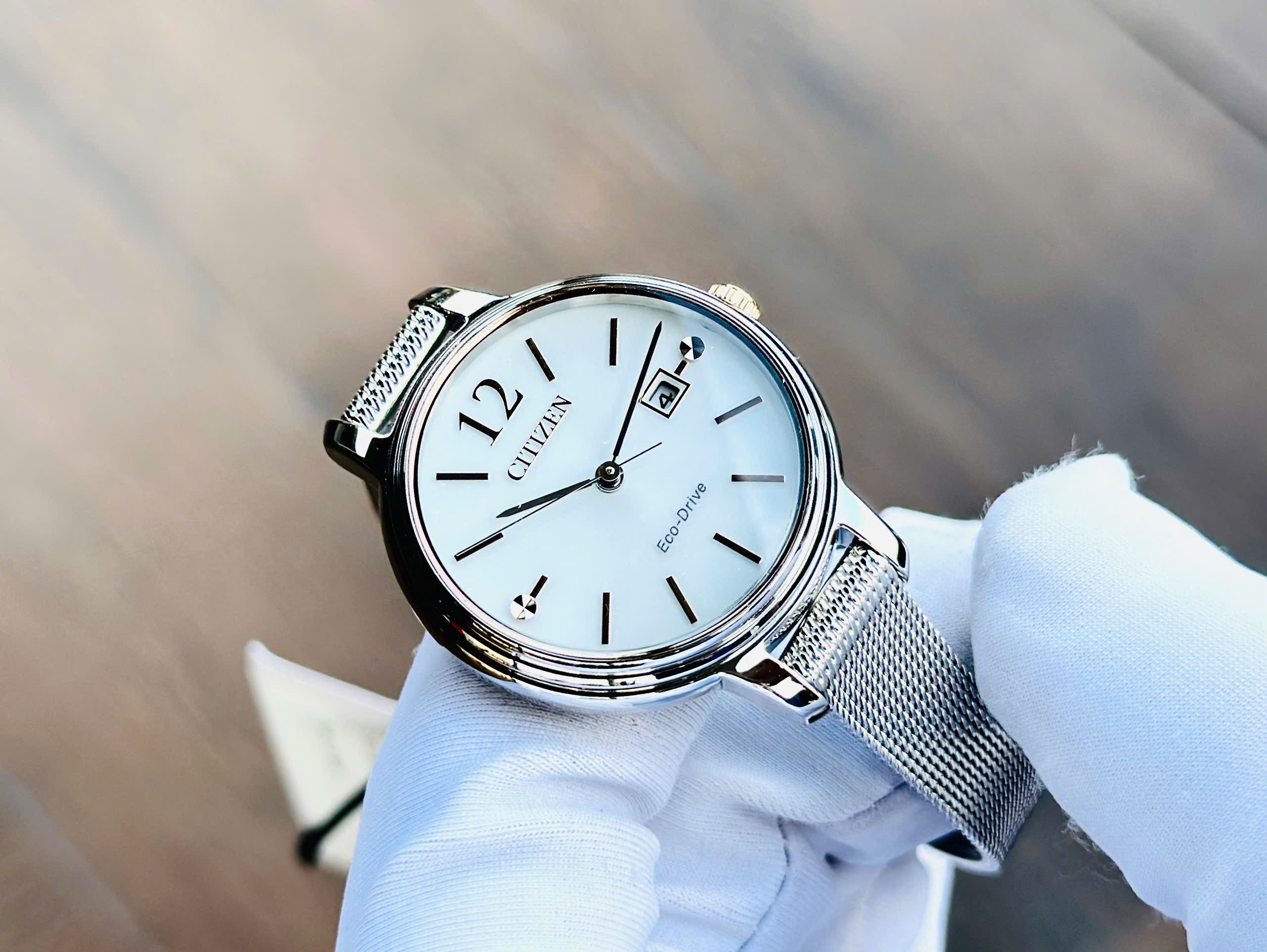 Ảnh 5 của (ĐỒNG HỒ NỮ) Citizen Eco-Drive EW2441-77A Mesh Stainless Steel Date Watch ( EW244177A ) 31mm