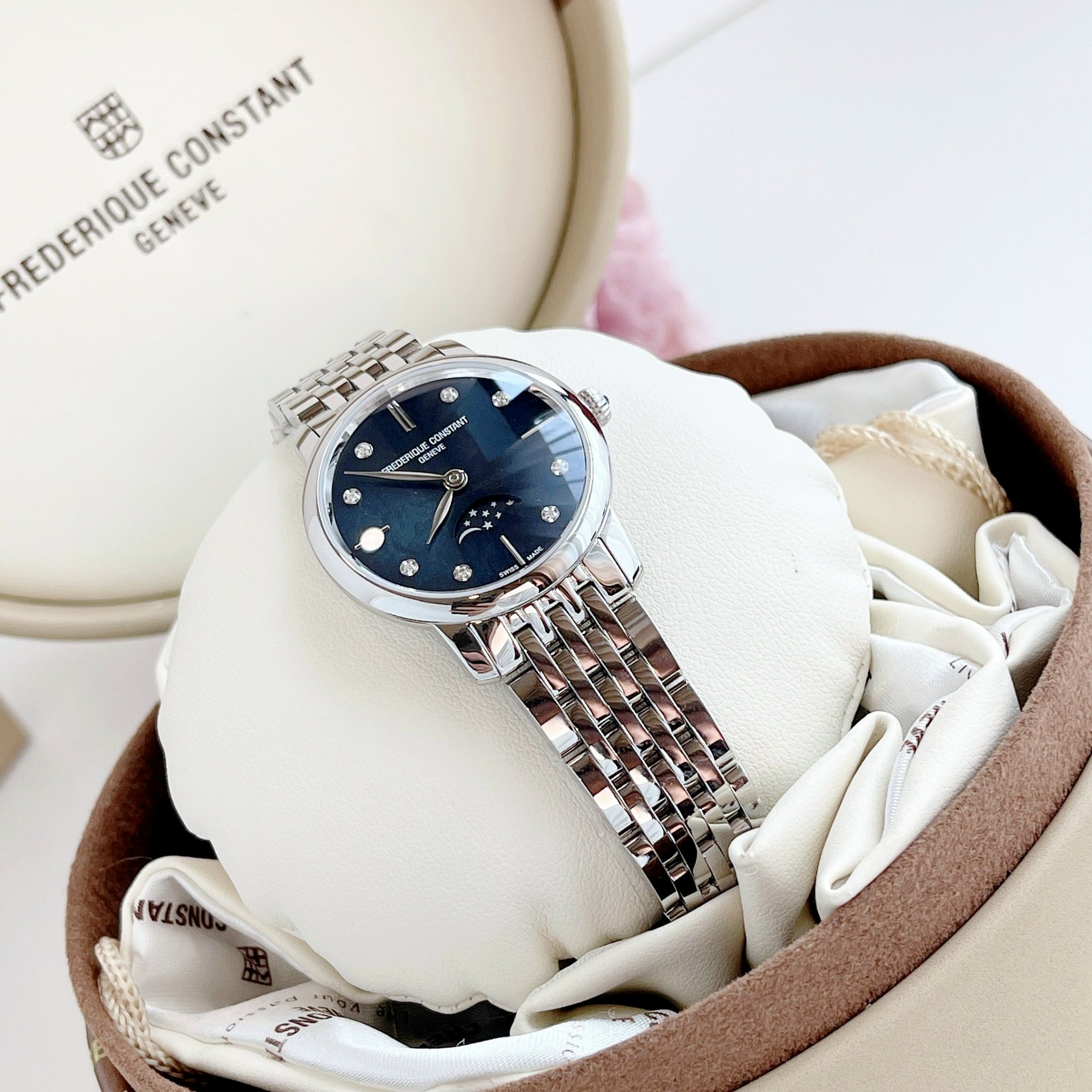 (ĐỒNG HỒ NỮ) FREDERIQUE CONSTANT SLIMLINE LADIES MOONPHASE FC-206MPBD1S6B FC206MPBD1S6B 206MPBD1S6B 30mm