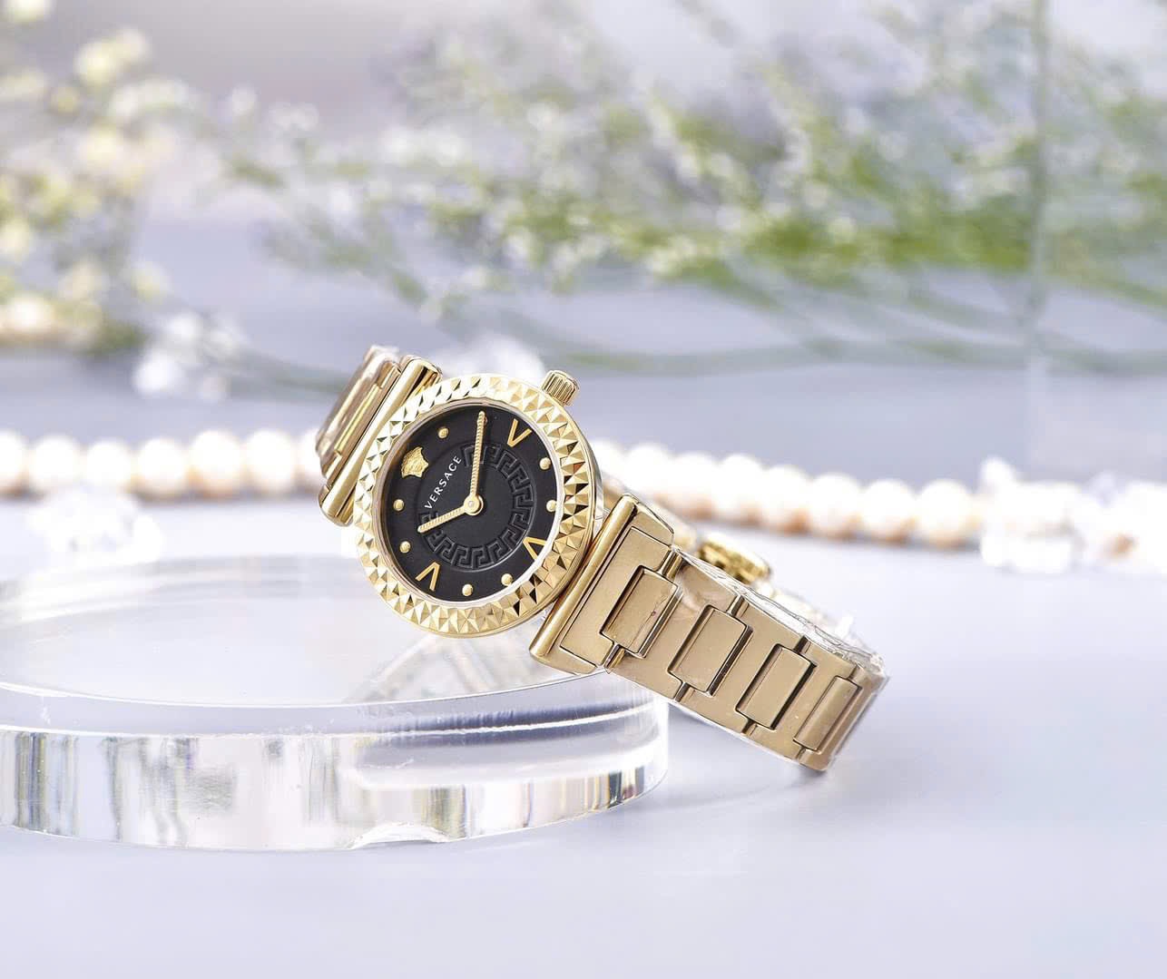 Ảnh 5 của (ĐỒNG HỒ NỮ ) Versace Mini Vanity Gold Ion-Plated Watch 27mm VEAA00518